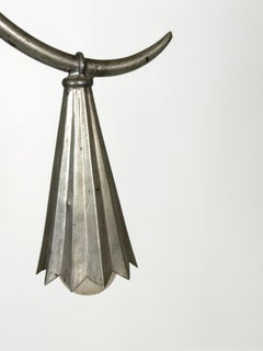 Rare Swedish Art Deco Pewter Four-Light Pendant Chandelier