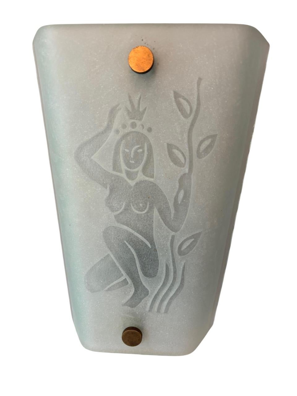 Vetro artistico Rare lampade da parete svedesi in stile Art Déco, attribuite a Glössner, anni 1930-1940 in vendita