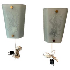 Rare lampade da parete svedesi in stile Art Déco, attribuite a Glössner, anni 1930-1940