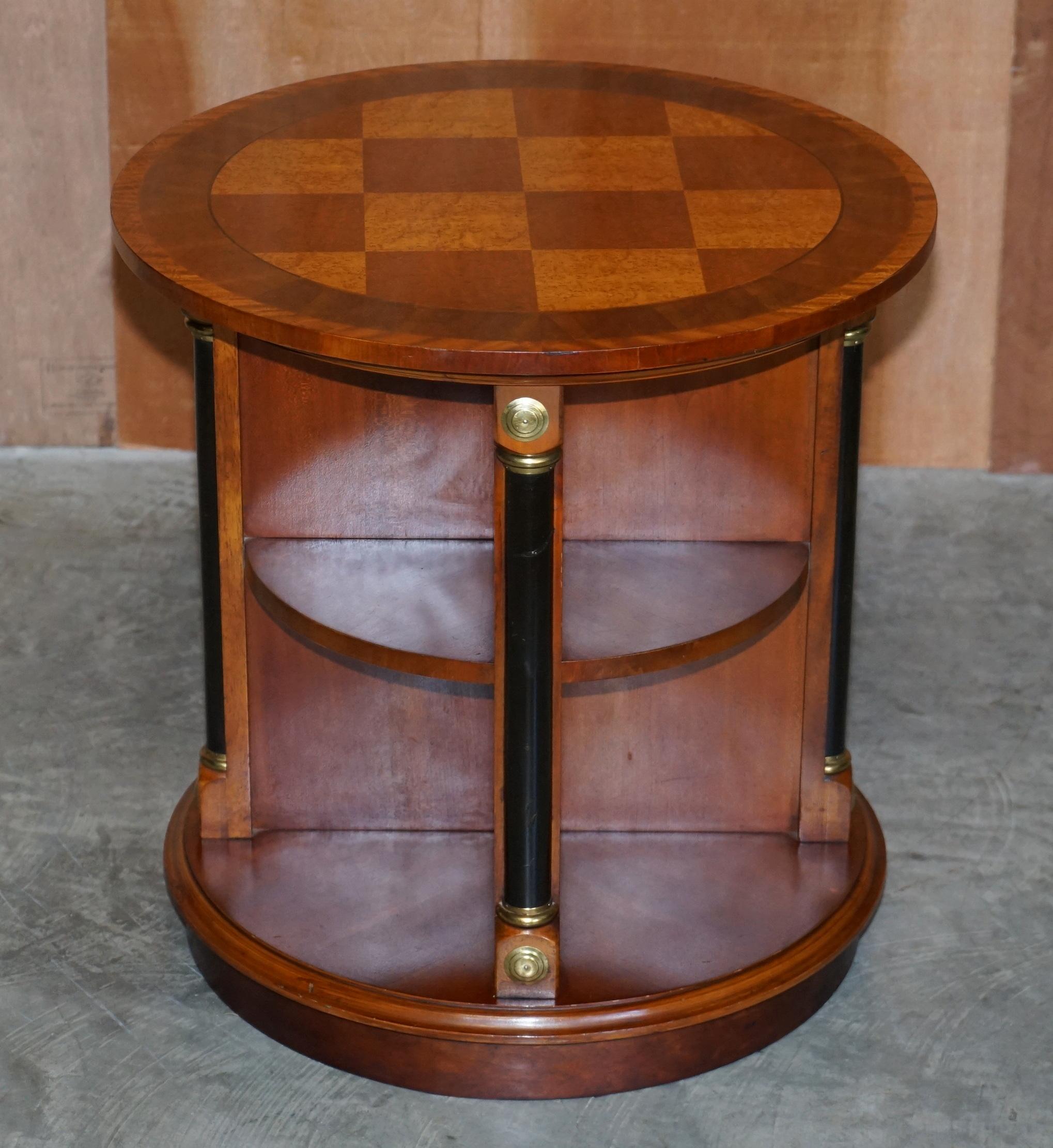 We are delighted to offer for sale this lovely vintage Swedish burr satinwood revolving book table in the Biedermeier taste

A wonderfully decorative and super original piece. This is larger than the usual and comes with a heavily burred satinwood
