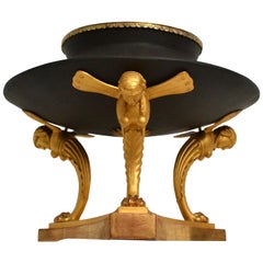 Rare Swedish Brazier Shaped Bronze Urn on a Carved Giltwood Stand, circa 1805