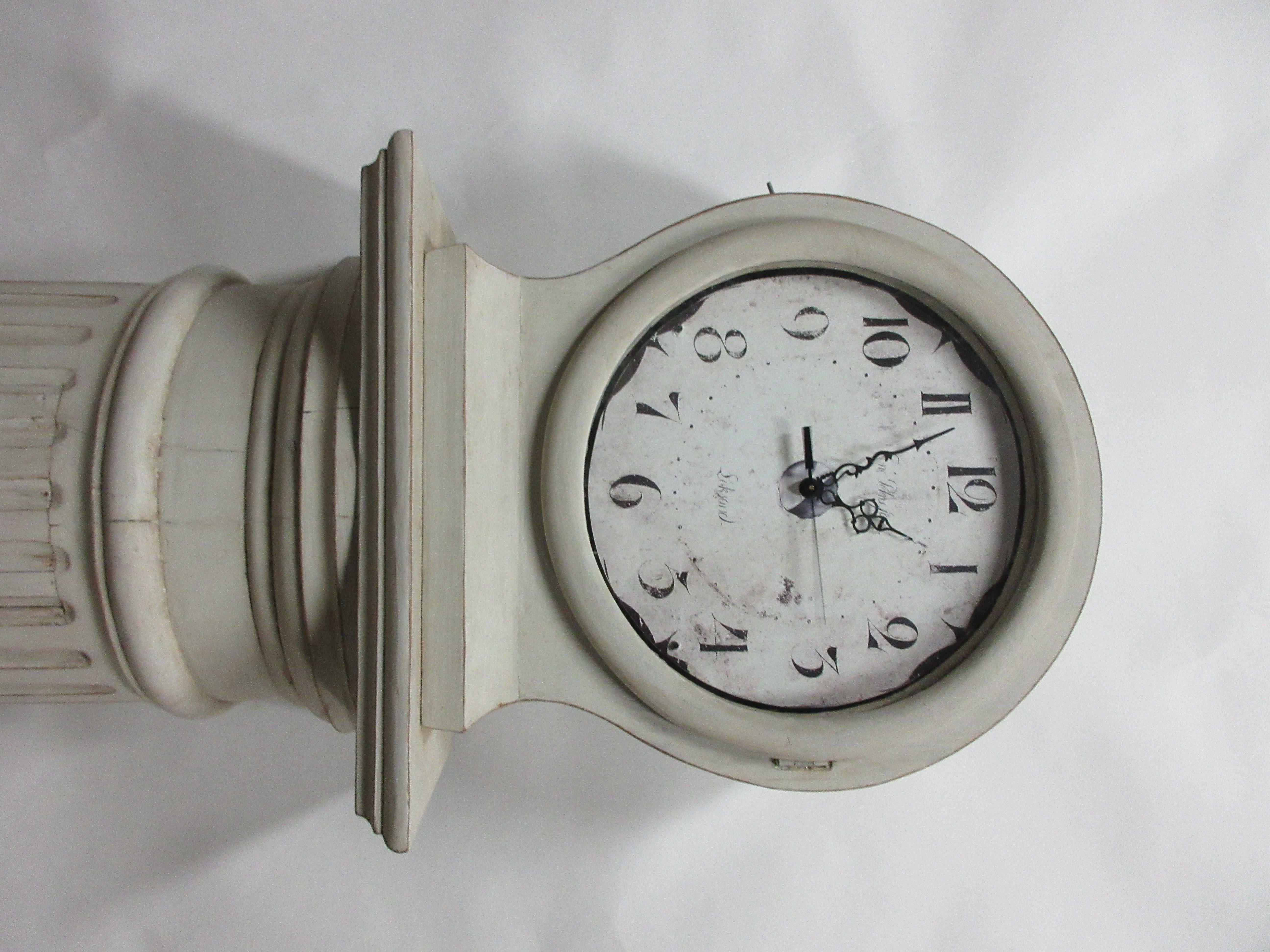 Rare Swedish Column Mora Clock In Good Condition For Sale In Hollywood, FL