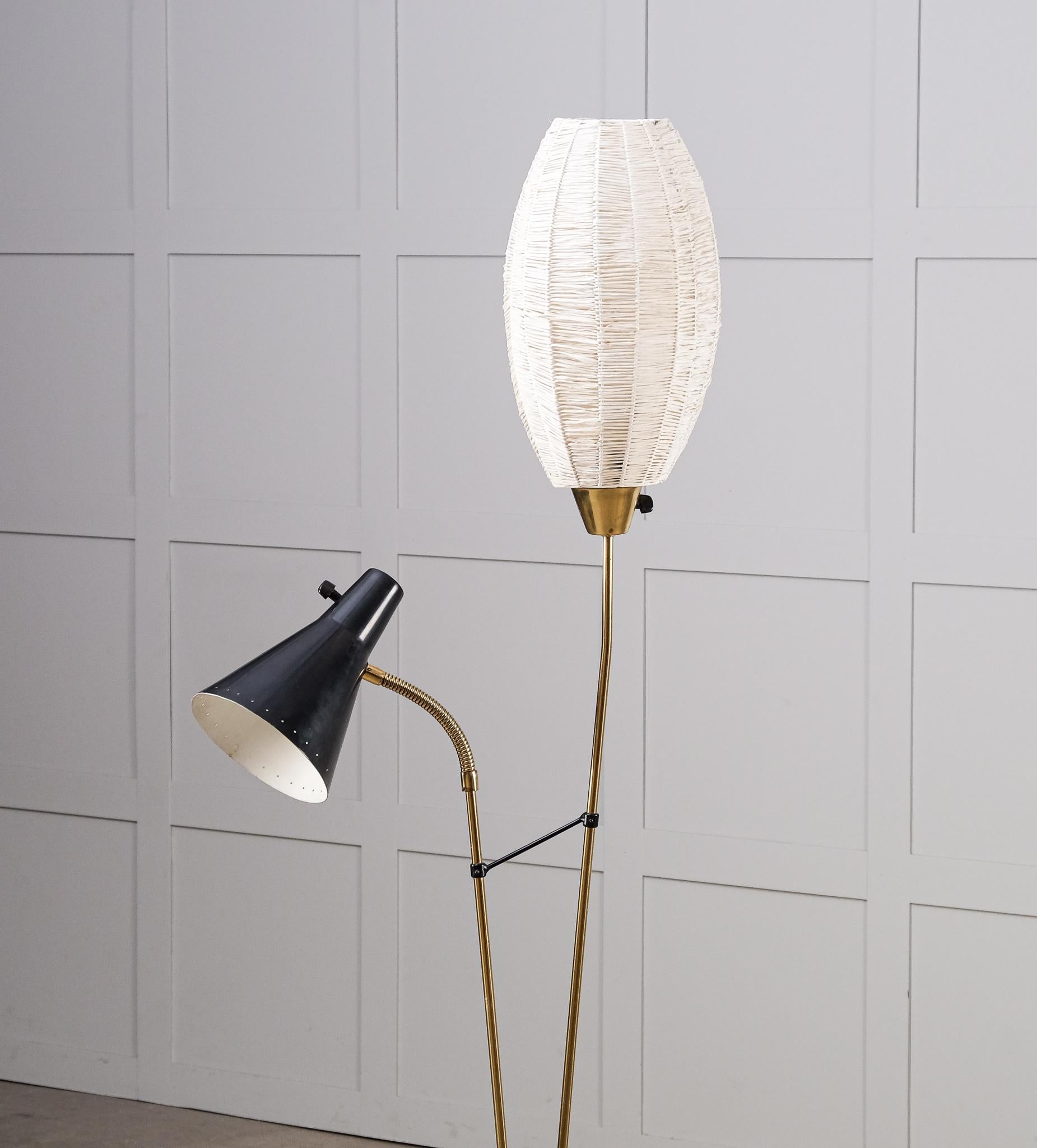 Brass Rare Swedish Floor Lamp, 1950s For Sale