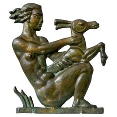 Rara scultura svedese in bronzo Grace. Svezia, anni '30.
