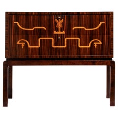 Rare Swedish Grace Period Macassar Ebony, Birch and Marquetry Commode