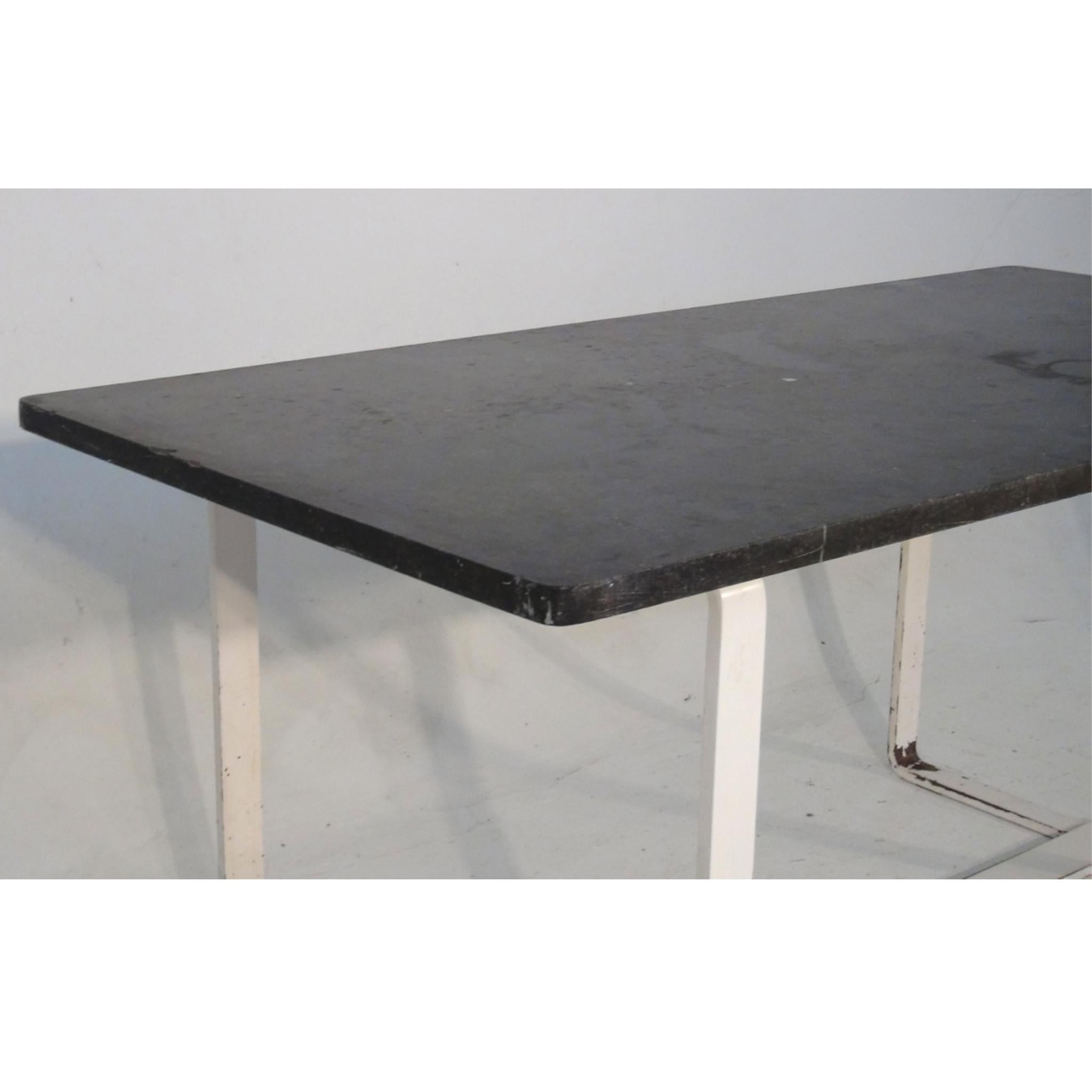 20th Century Rare Swedish iron table with marble top, circa 1930. For Sale