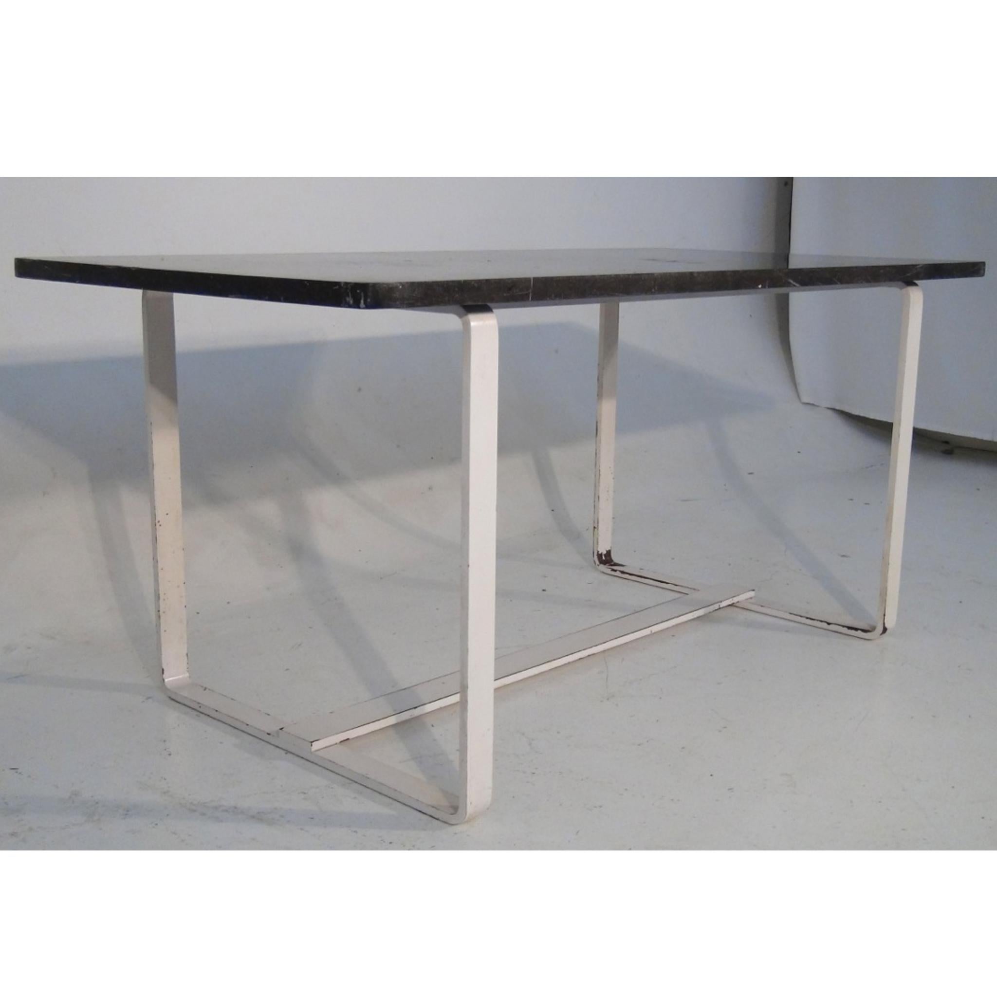 Iron Rare Swedish iron table with marble top, circa 1930. For Sale