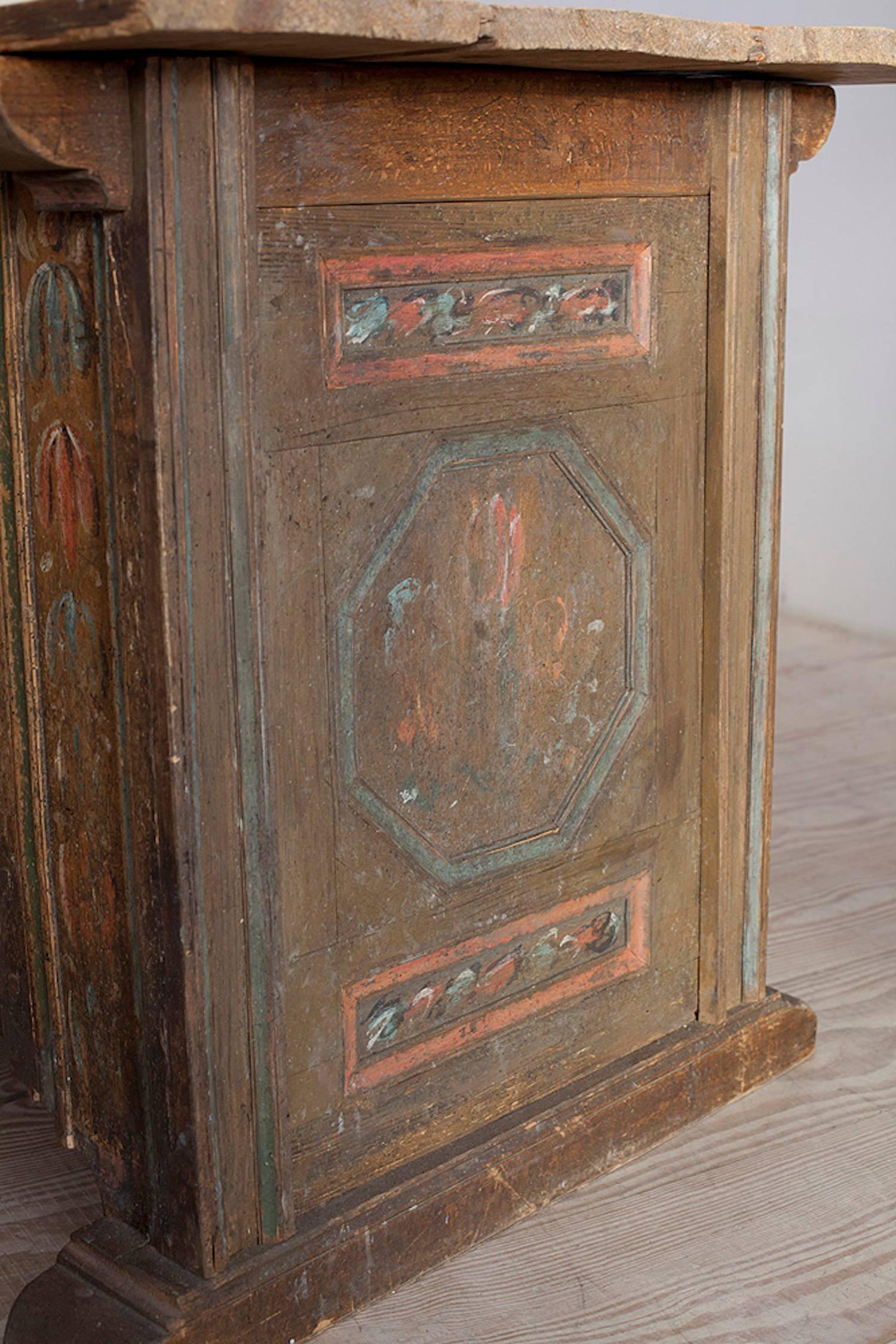 Hand-Crafted Rare Swedish Kistbord Med Dörr, 18th Century Sideboard, Inscribed and Dated 1786