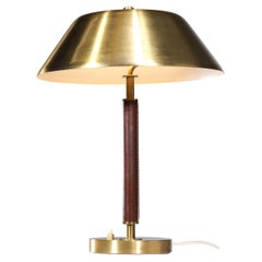 Rare Swedish Lamp Falkenbergs Belysning Brass and Leather 50s - G096