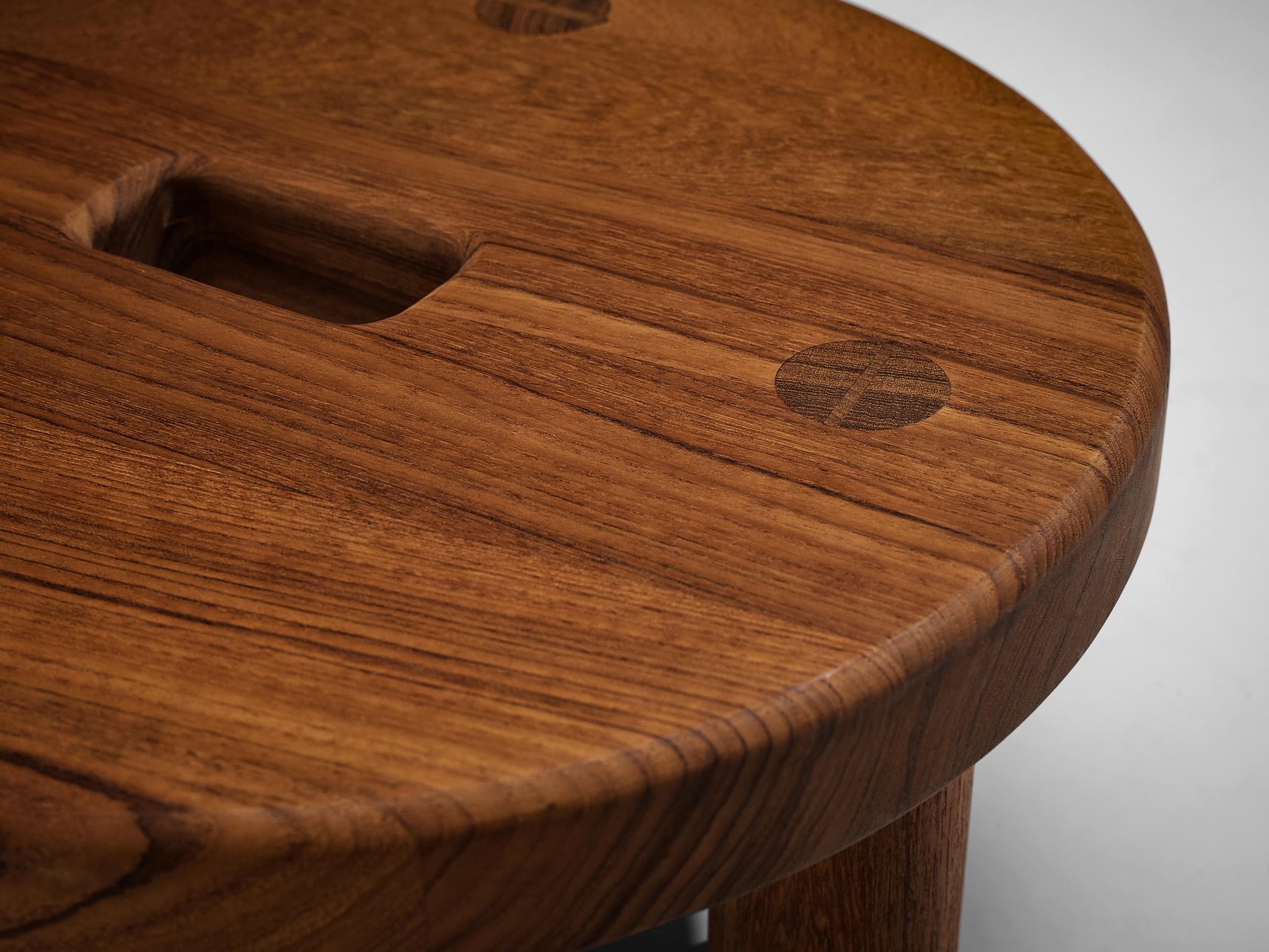 Rare Swedish Low Stool or Sidetable in Teak In Good Condition In Waalwijk, NL