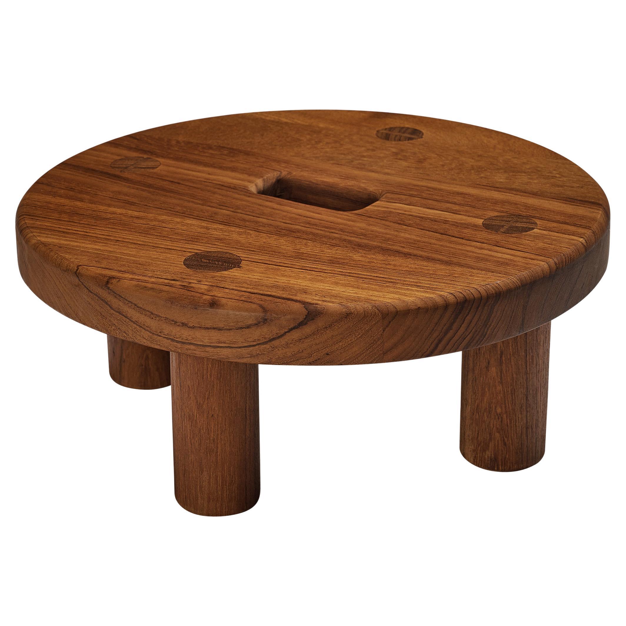 Rare Swedish Low Stool or Sidetable in Teak