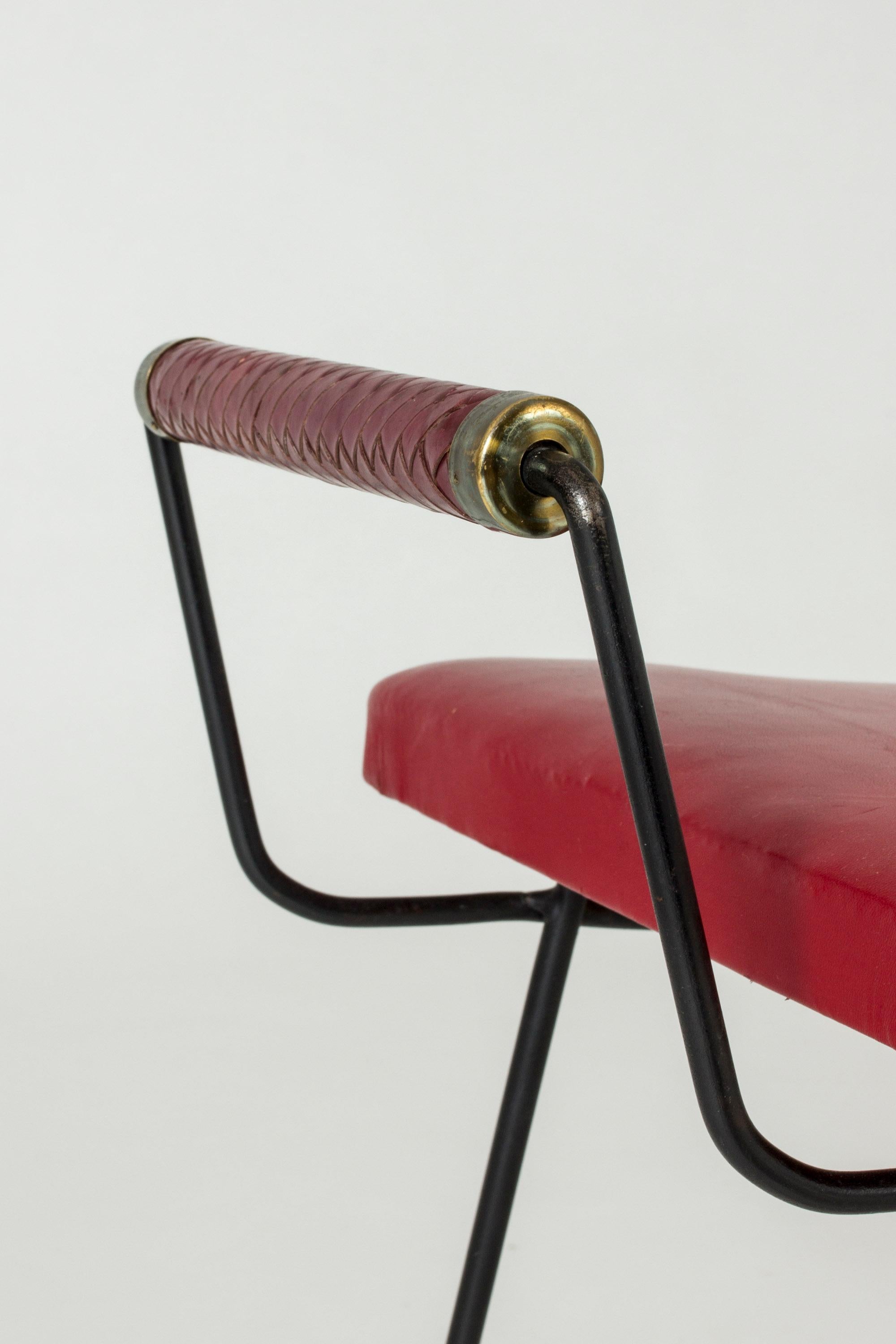 Rare Swedish Metal and Leather Stool by Hans-Agne Jakobsson, 1960s 1