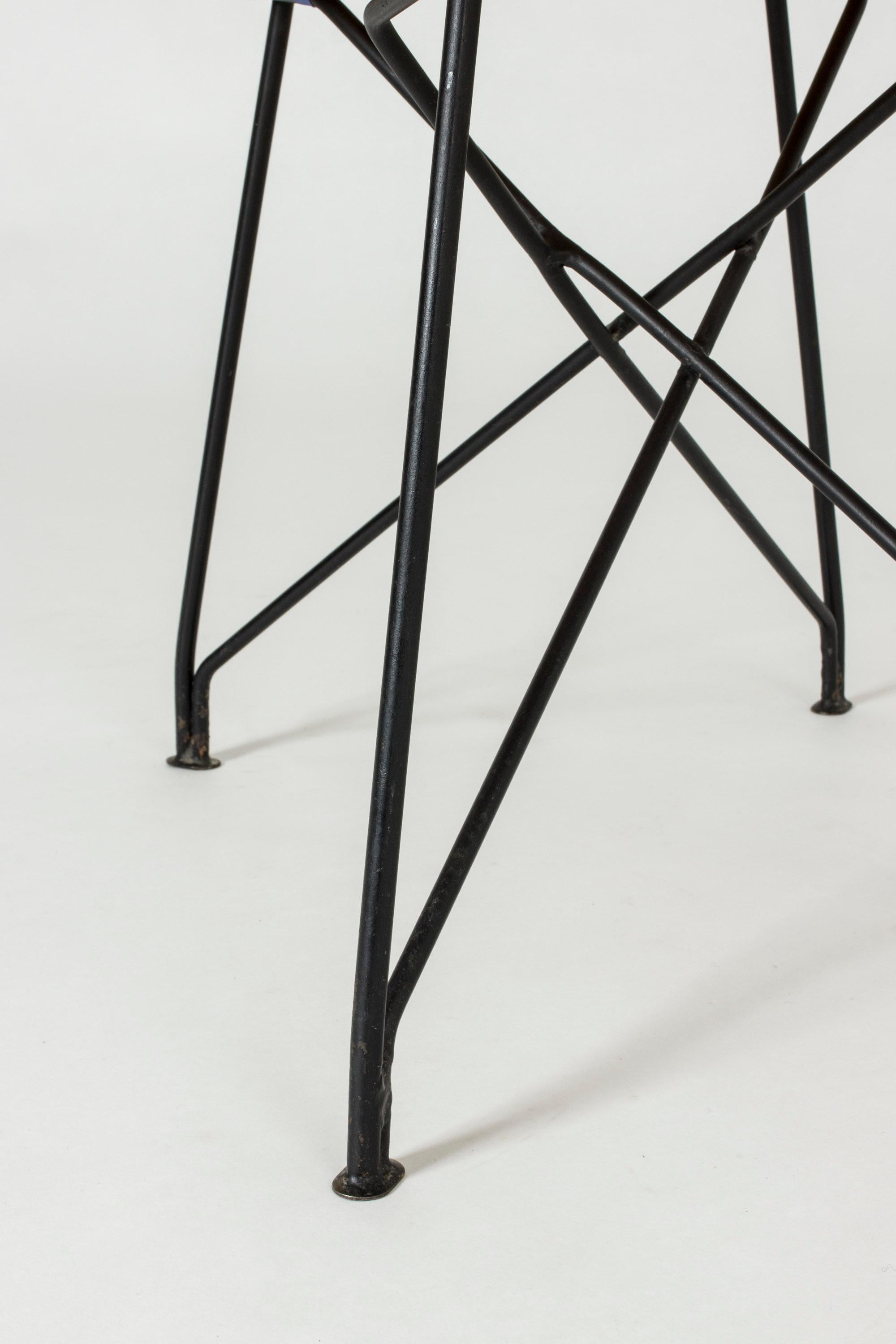 Rare Swedish Metal and Leather Stool by Hans-Agne Jakobsson, 1960s 2