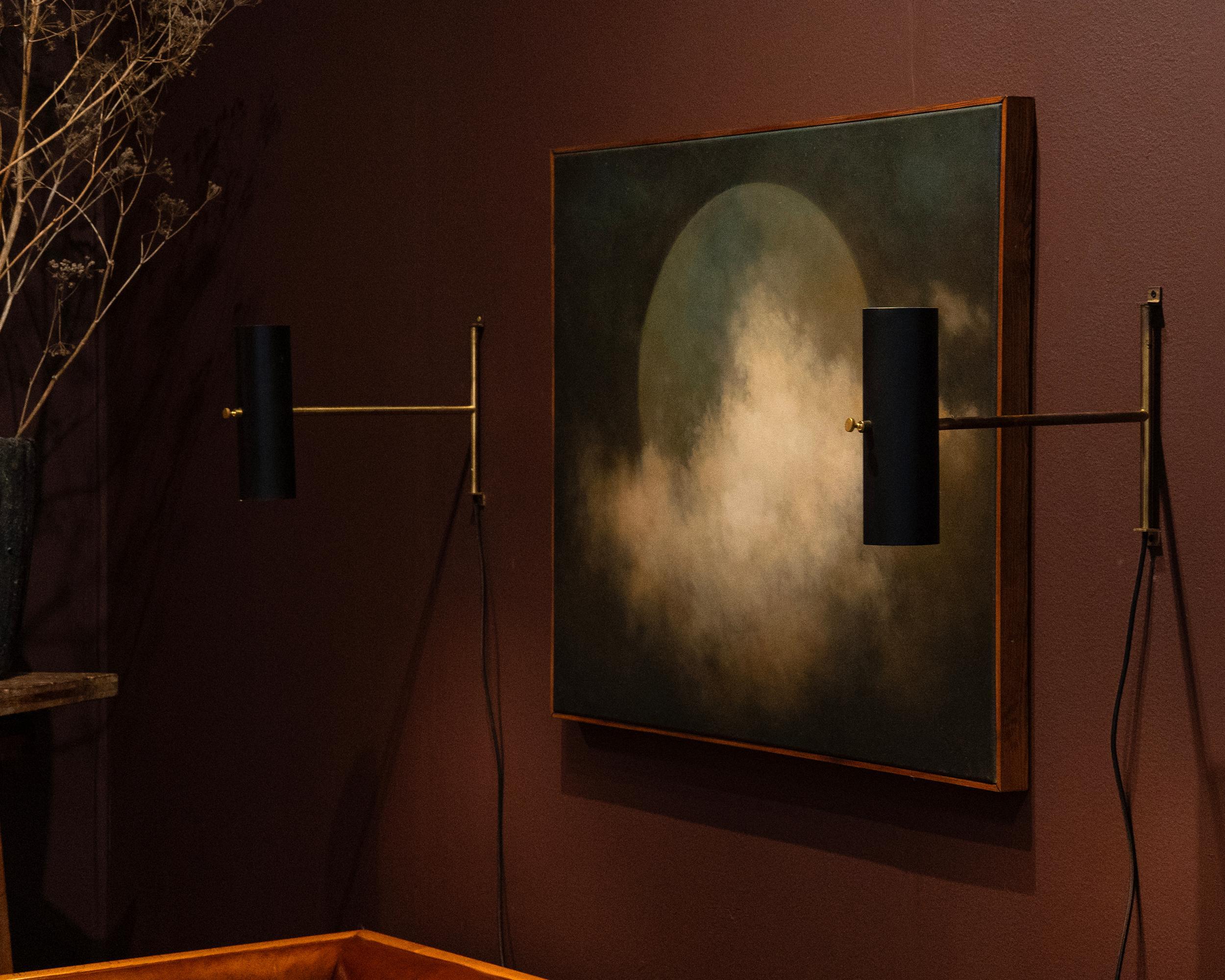 Seltene schwedische Mid Century Articulating Brass Wall Lights (Moderne der Mitte des Jahrhunderts)