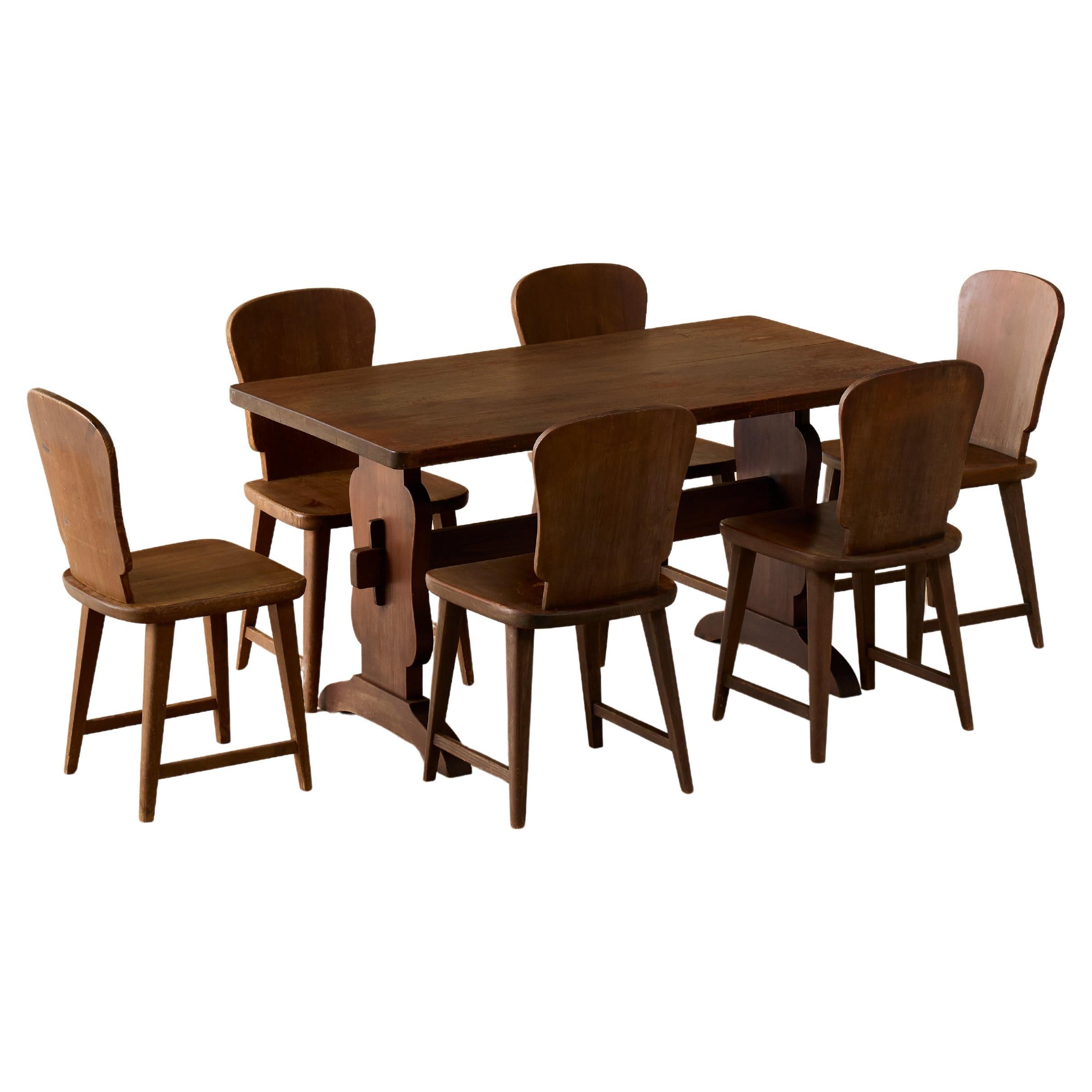 Rare Swedish Modern dining table set, 1940s