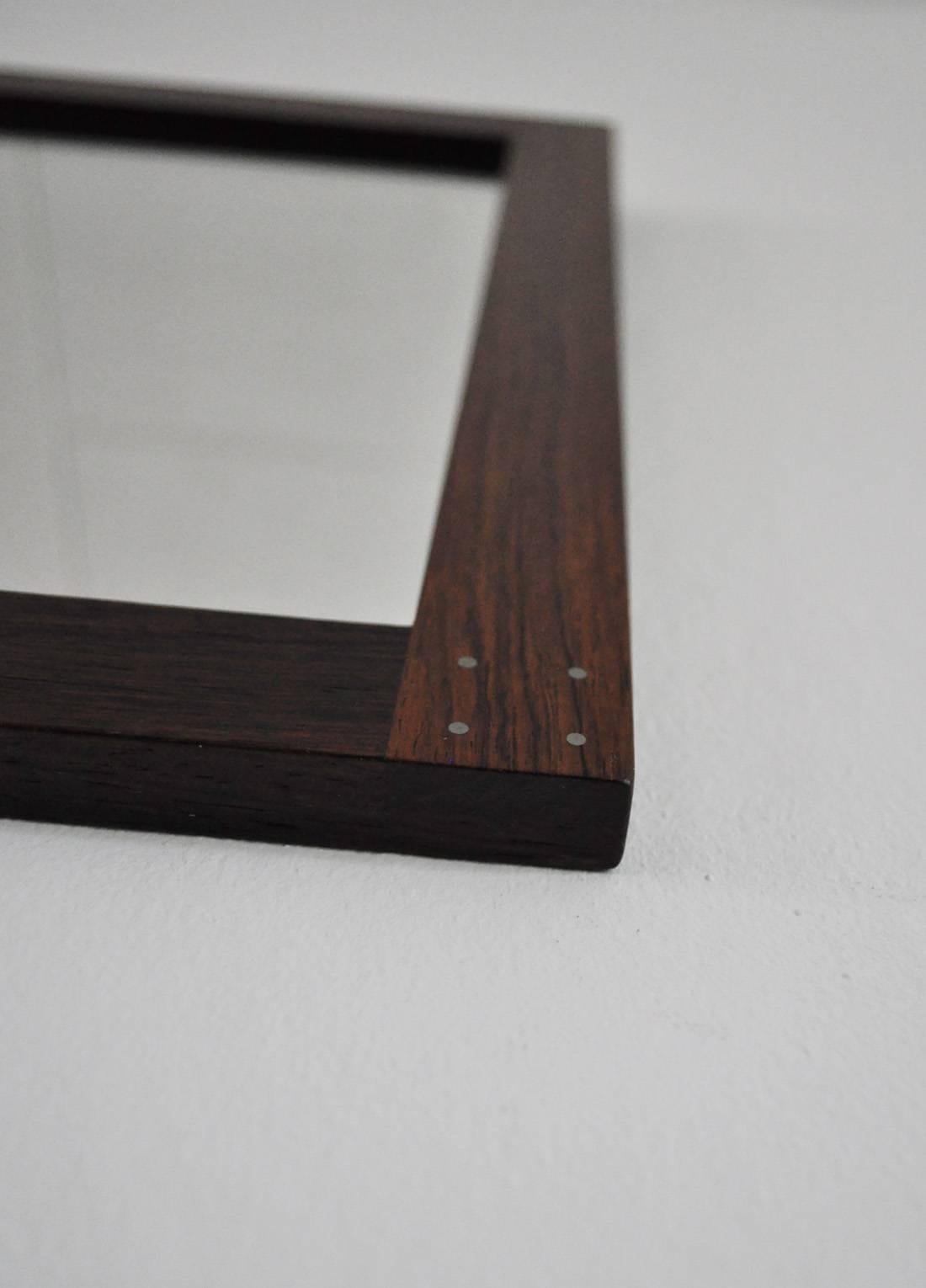 Rare Swedish Rosewood Mirror with Silver Detail by Uno & Östen Kristiansson 2