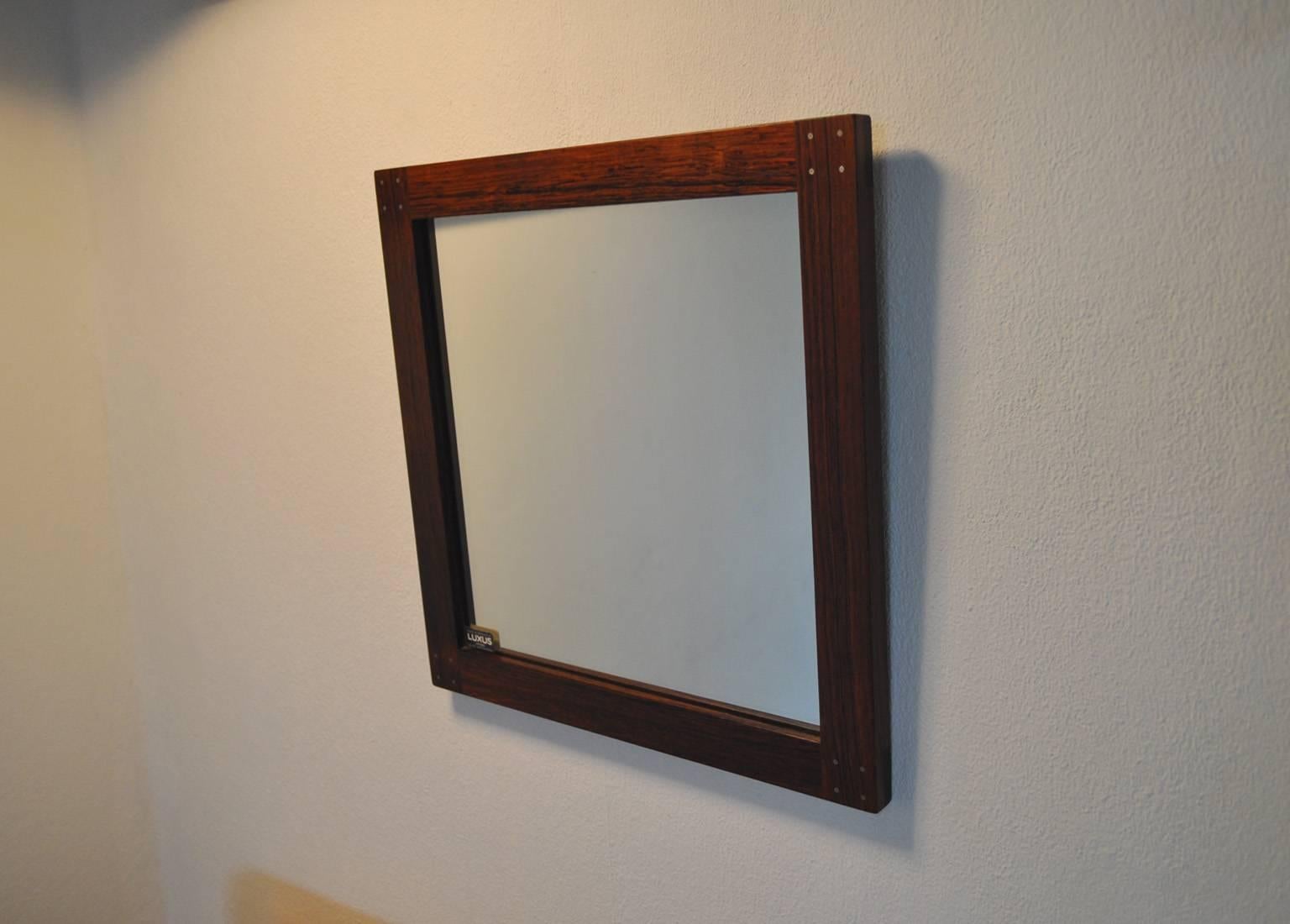 Rare Swedish Rosewood Mirror with Silver Detail by Uno & Östen Kristiansson 4