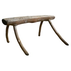 Rare Swedish Stool from Dalarna, dated 1852