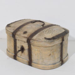 Rare Swedish Travel Box, Hand Forged Iron Details, Circa 1800-1850