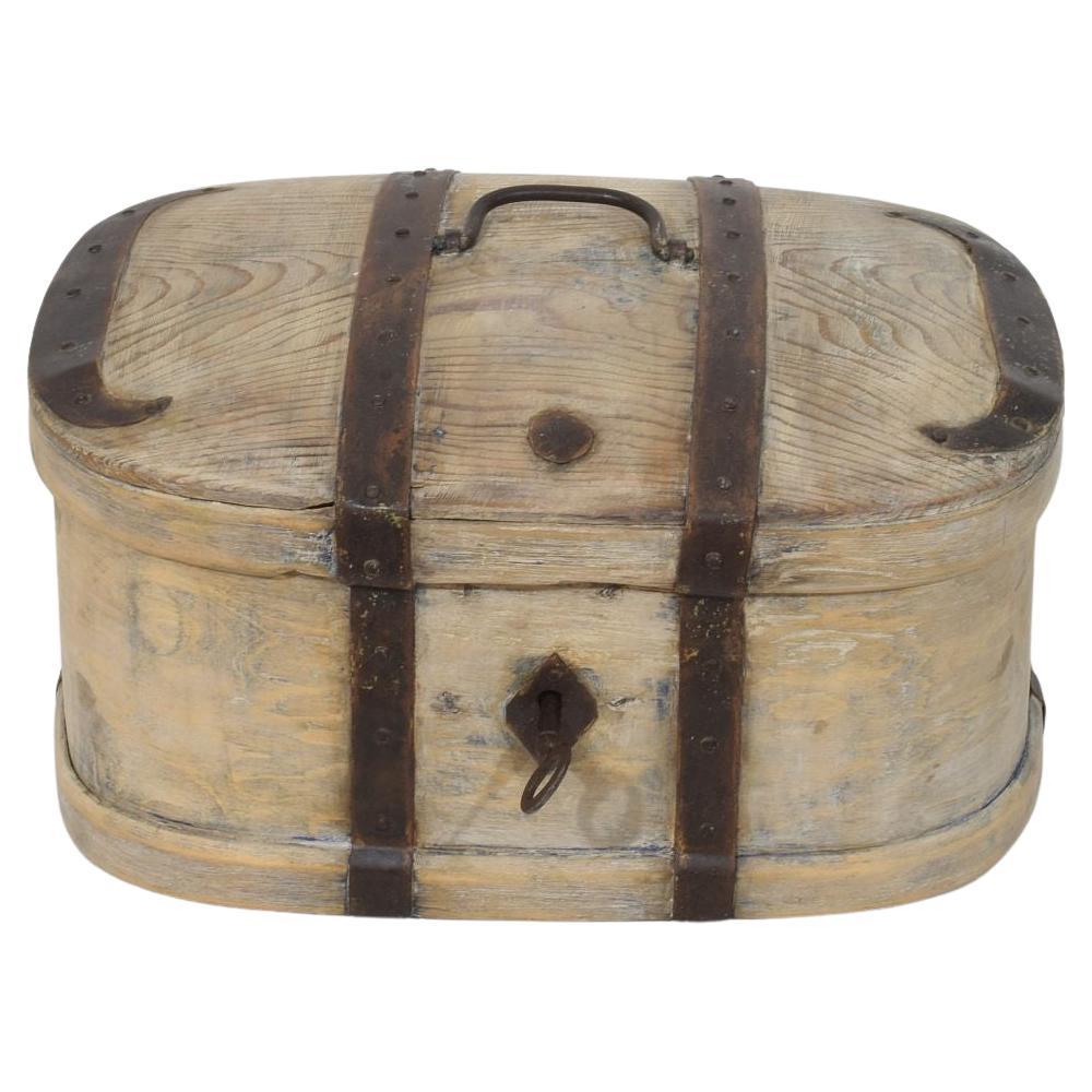 Rare Swedish Travel Box, Hand Forged Iron Details, Circa 1800-1850 For Sale
