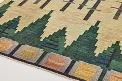 Rare Swedish Vintage Flatweave Wool Rug "Skogsbryn" by Judith Johansson