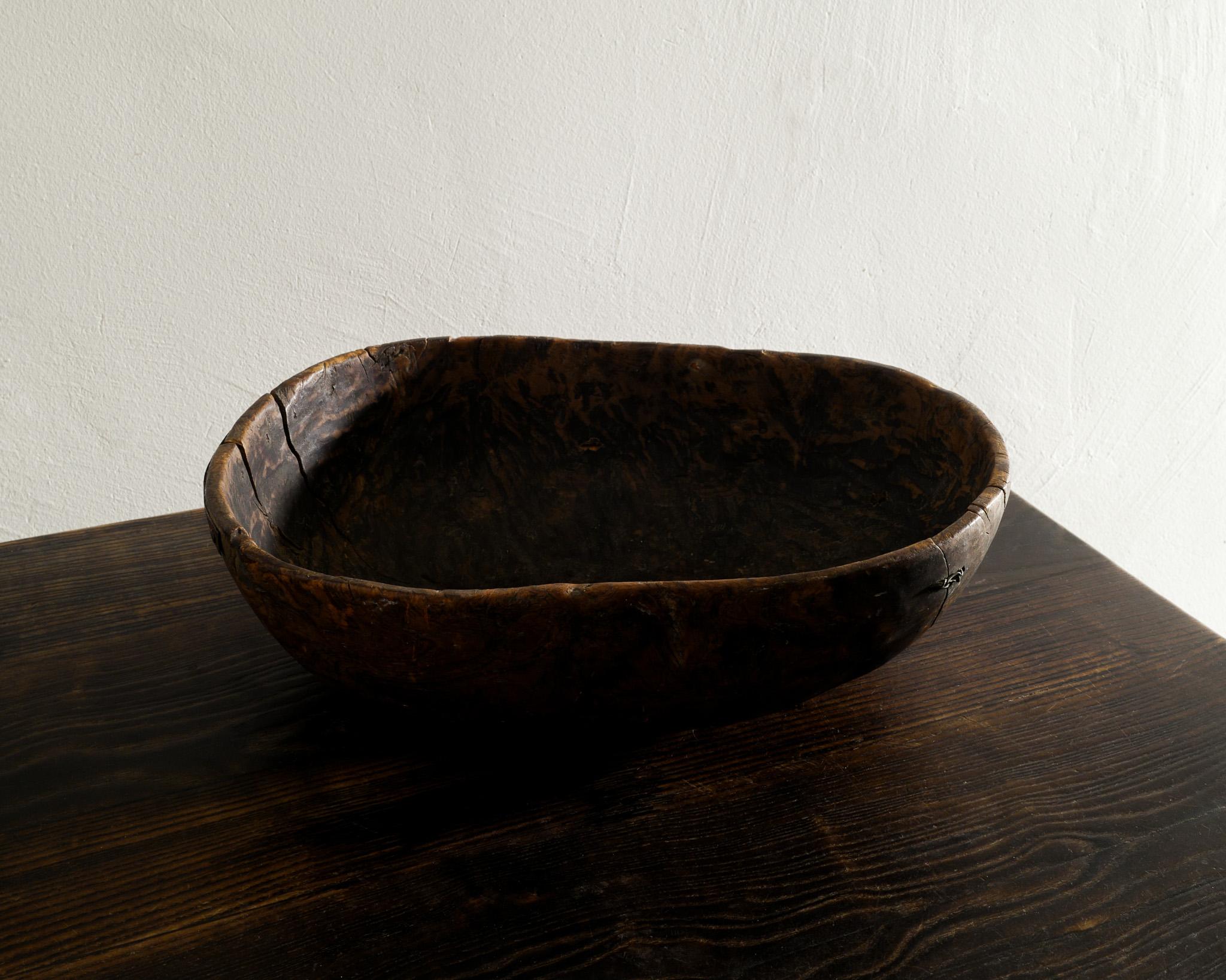 Rare Swedish Wooden Bowl in Birch Wood and Wabi Sabi Style Produced 1793 For Sale 1