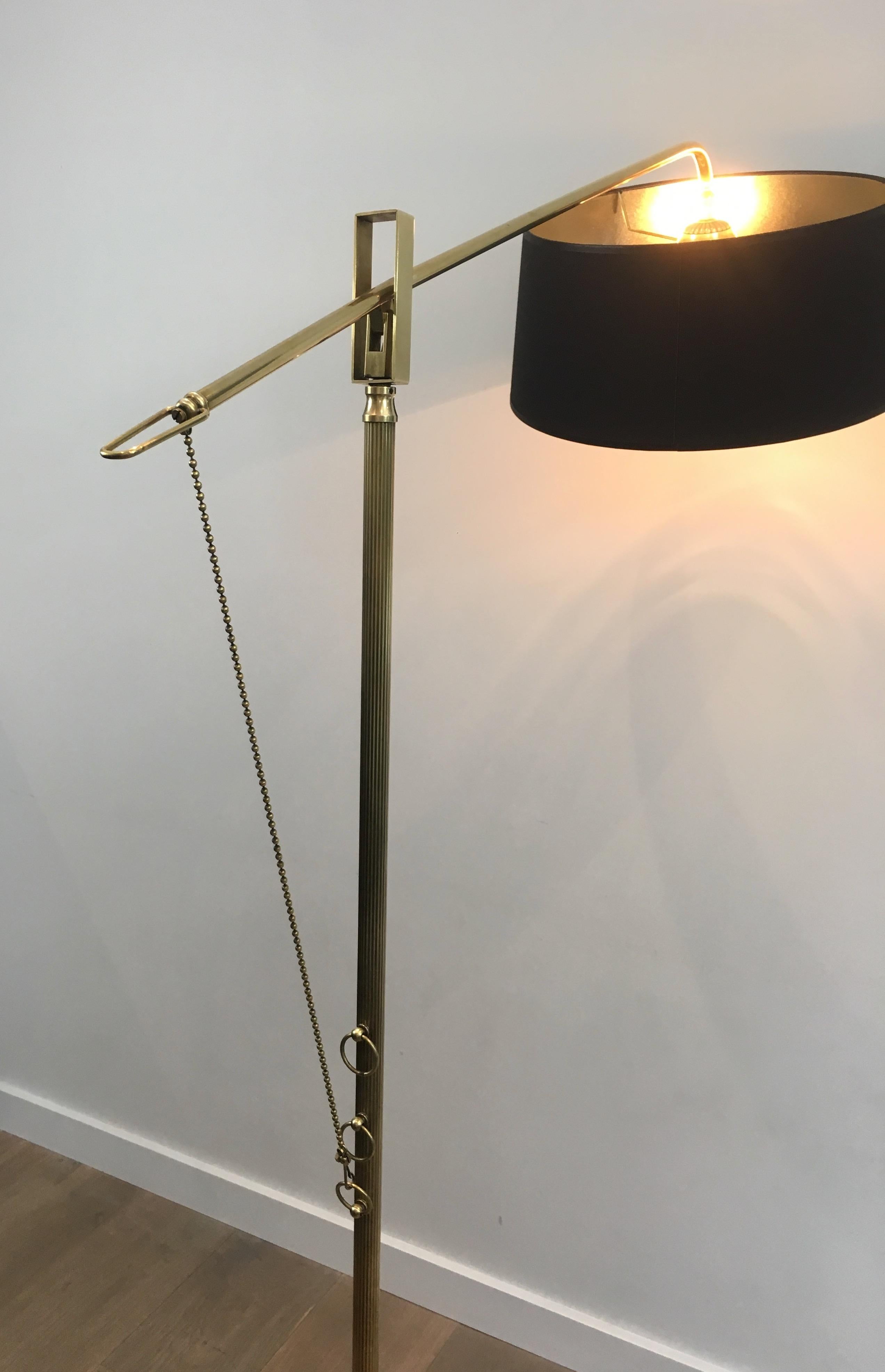 Rare Swinging Turning Brass Floor Lamp, French, circa 1940 11
