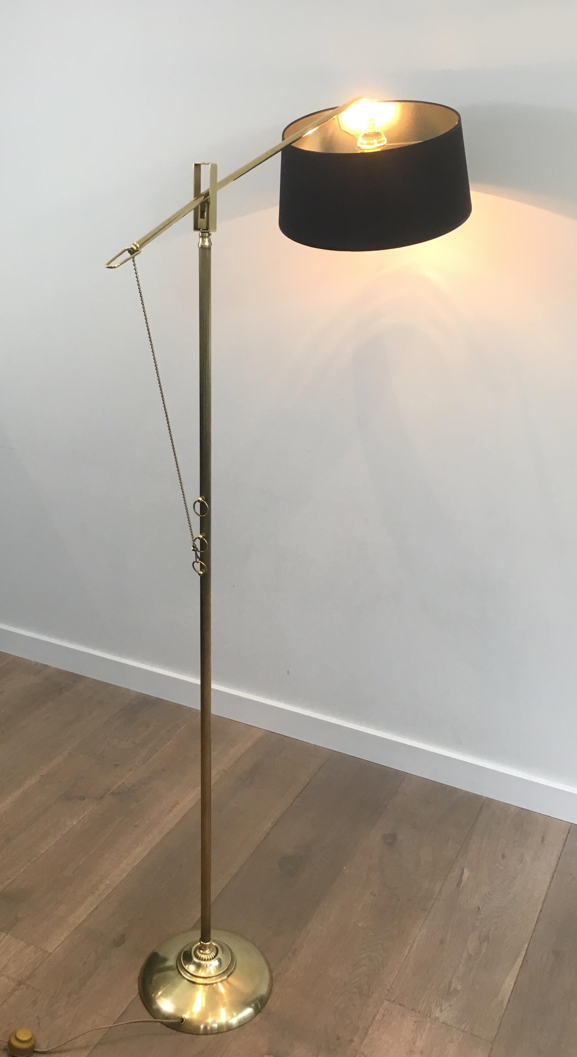 Rare Swinging Turning Brass Floor Lamp, French, circa 1940 14