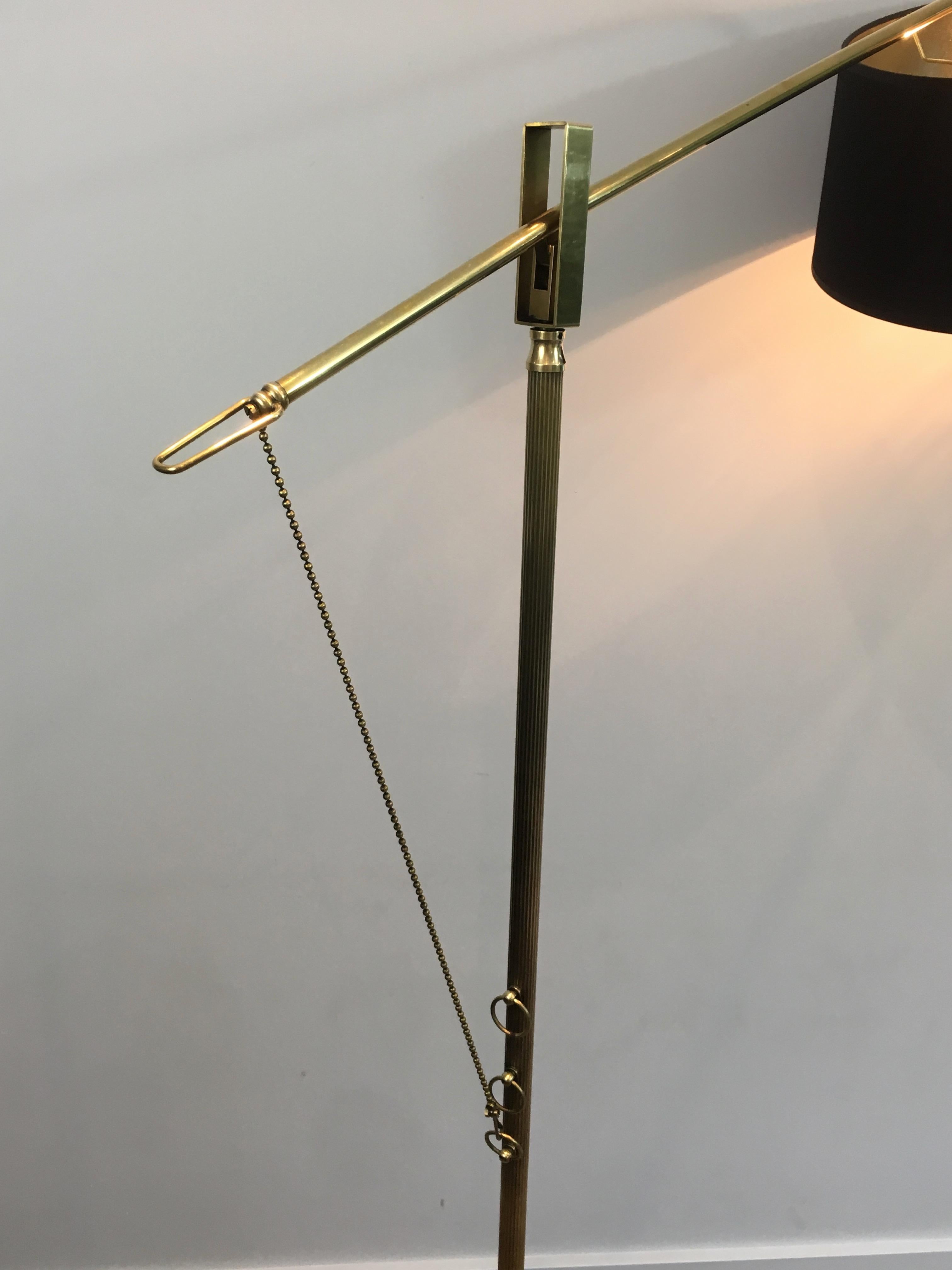 Rare Swinging Turning Brass Floor Lamp, French, circa 1940 1