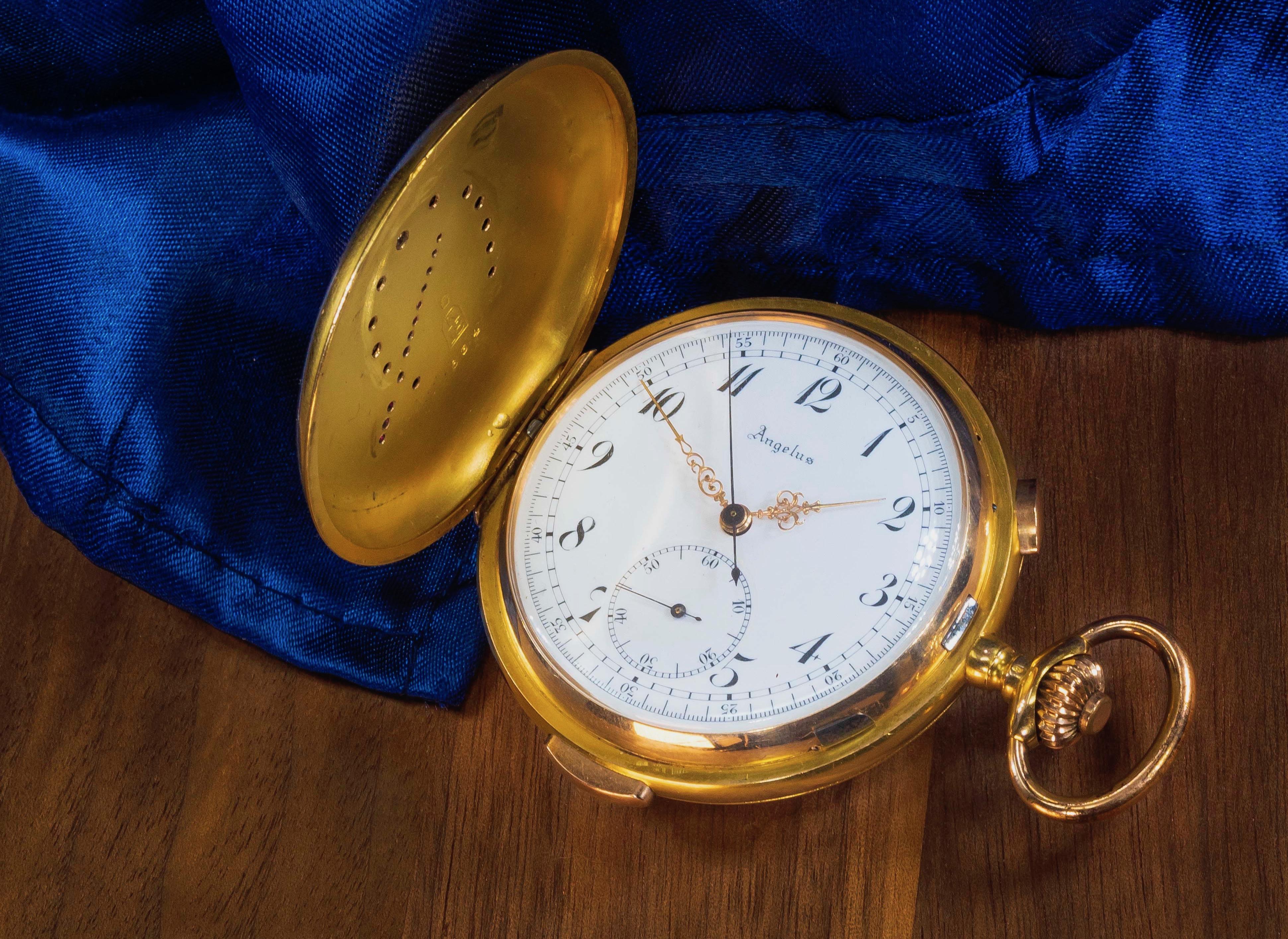 Swiss 18k Repeater Chronograph Diamond Ruby HorseRacing / Bet Motif Pocket Watch 3