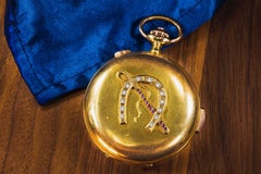 Swiss 18k Repeater Chronograph Diamond Ruby HorseRacing / Bet Motif Pocket Watch