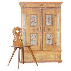 Rare Swiss alp painted children cupboard dated 1833