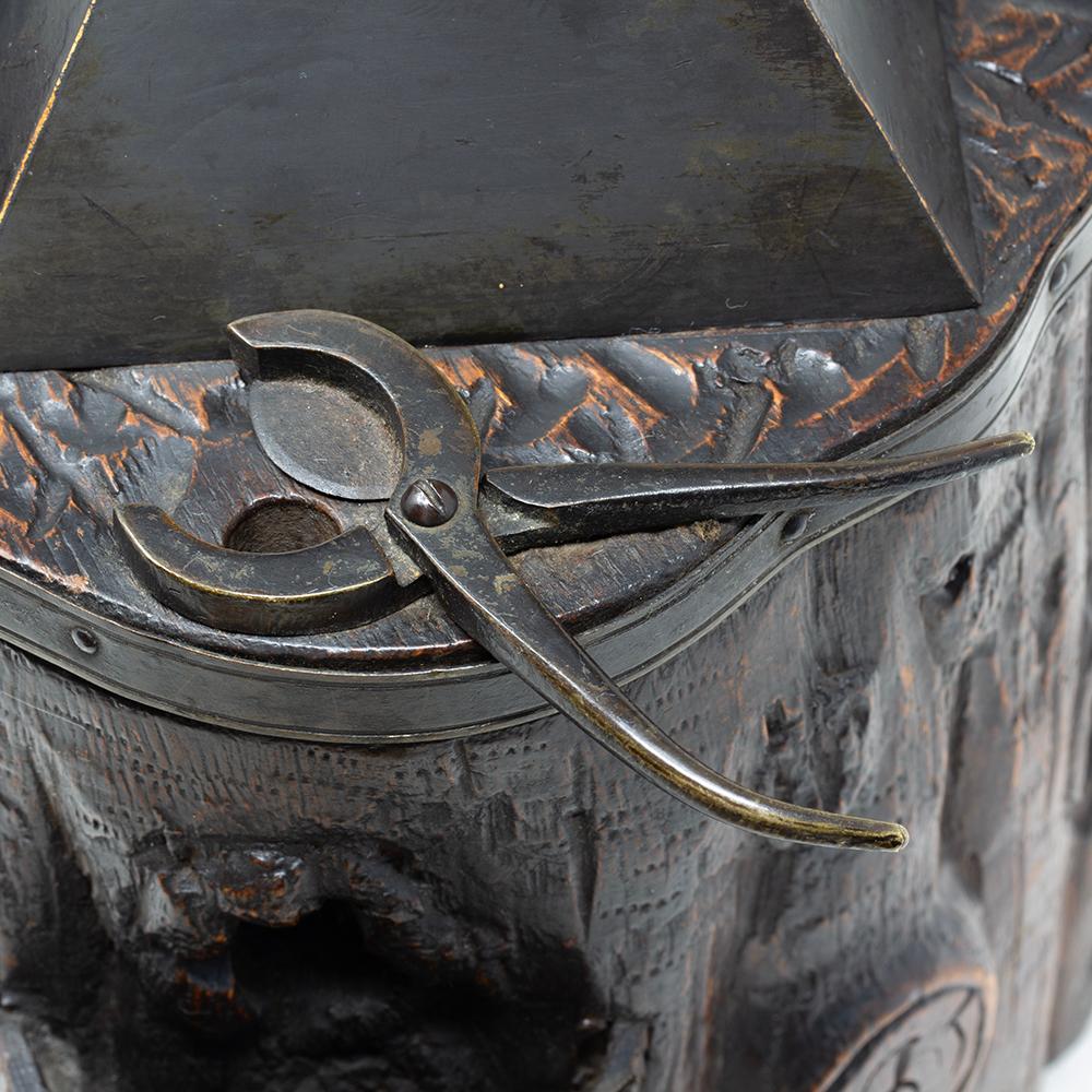 Rare Swiss Black Forest Blacksmiths Anvil Tobacco Jar Compendium with Secret For Sale 4
