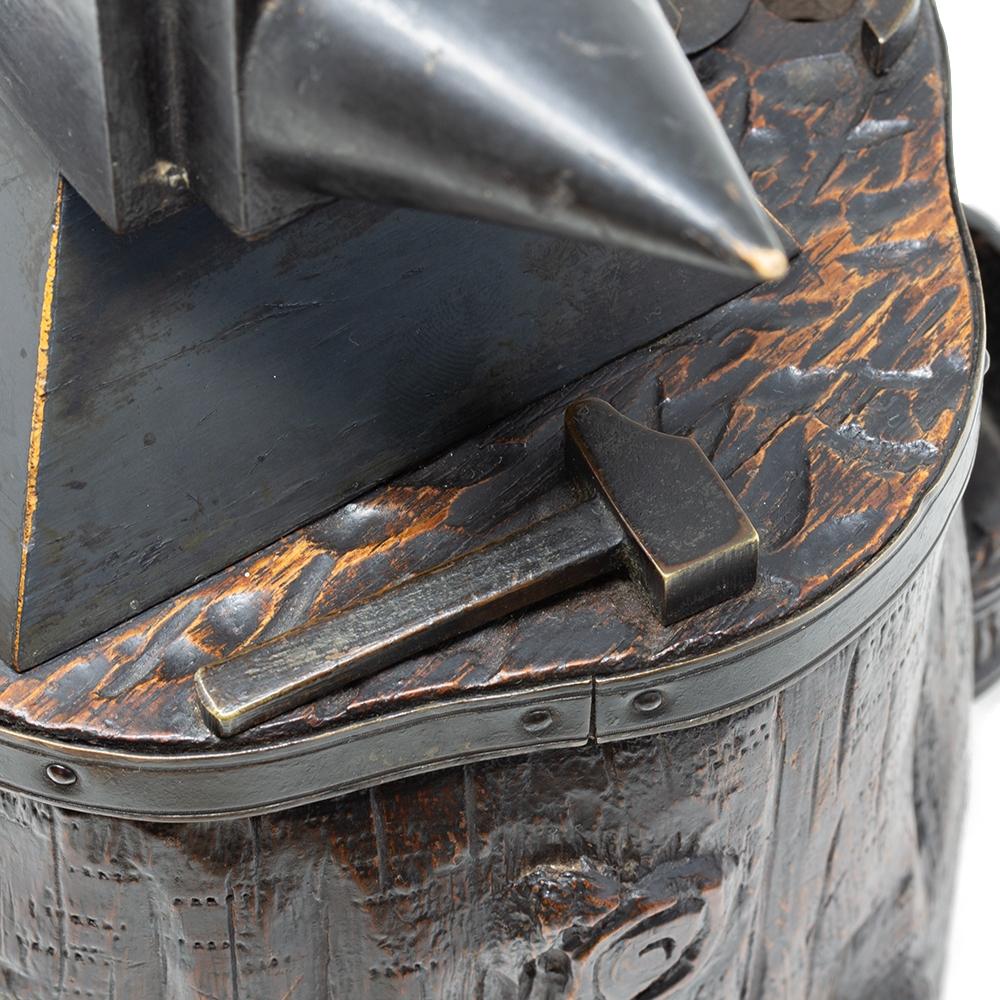 Rare Swiss Black Forest Blacksmiths Anvil Tobacco Jar Compendium with Secret For Sale 5