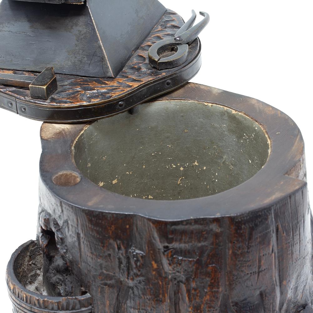Rare Swiss Black Forest Blacksmiths Anvil Tobacco Jar Compendium with Secret For Sale 13