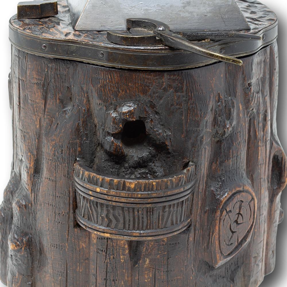 Rare Swiss Black Forest Blacksmiths Anvil Tobacco Jar Compendium with Secret For Sale 14