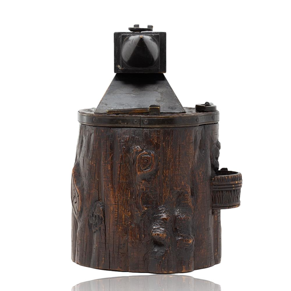 Rare Swiss Black Forest Blacksmiths Anvil Tobacco Jar Compendium with Secret For Sale 2