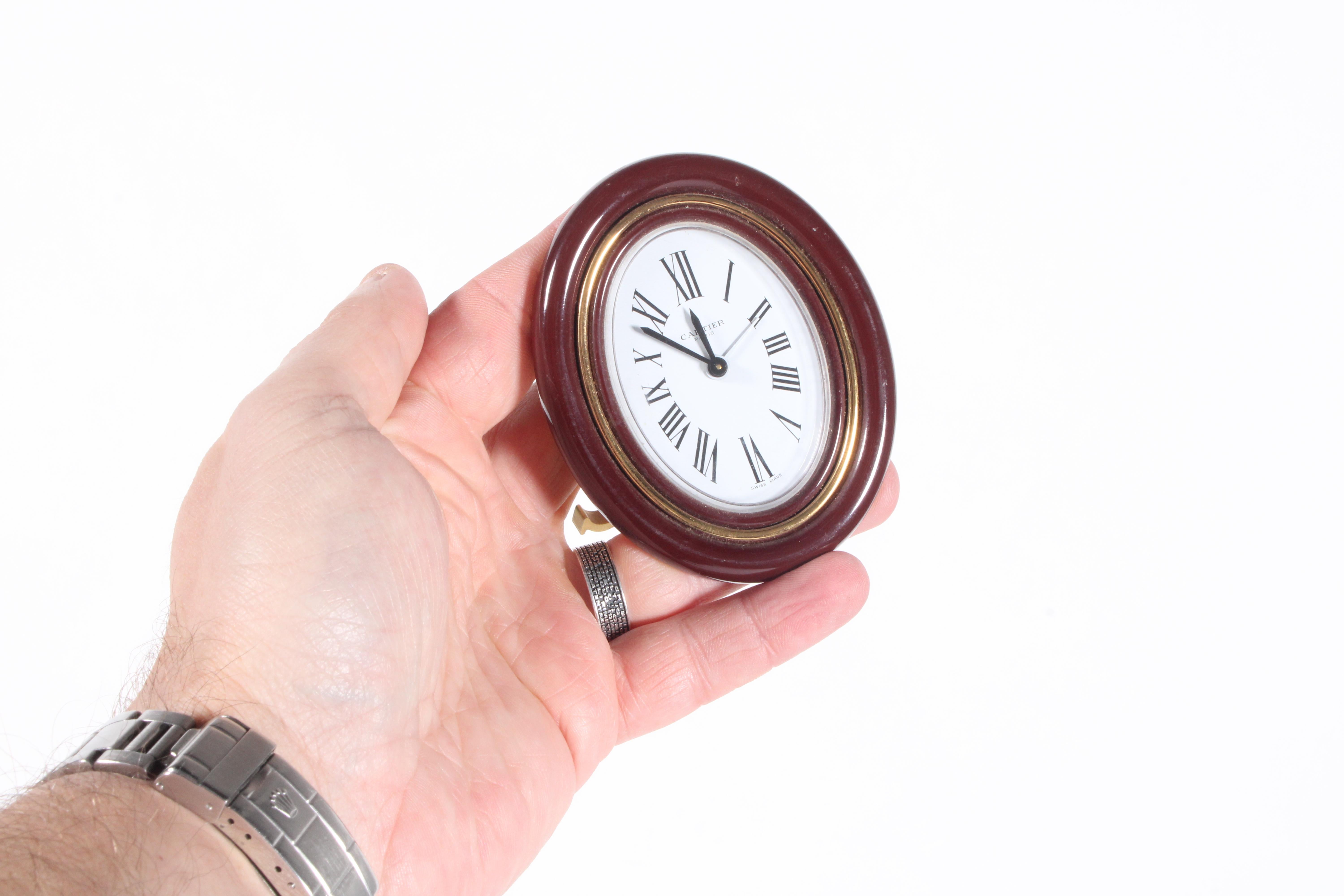 Gold Plate Rare Swiss Made Cartier  'Les Must' Desk Clock * Free Worldwide Delivery For Sale
