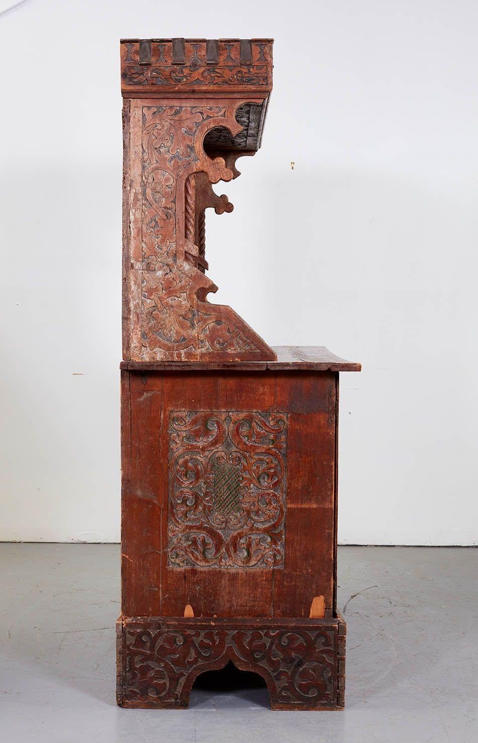18th Century and Earlier Rare Swiss Manorial Court Cupboard For Sale