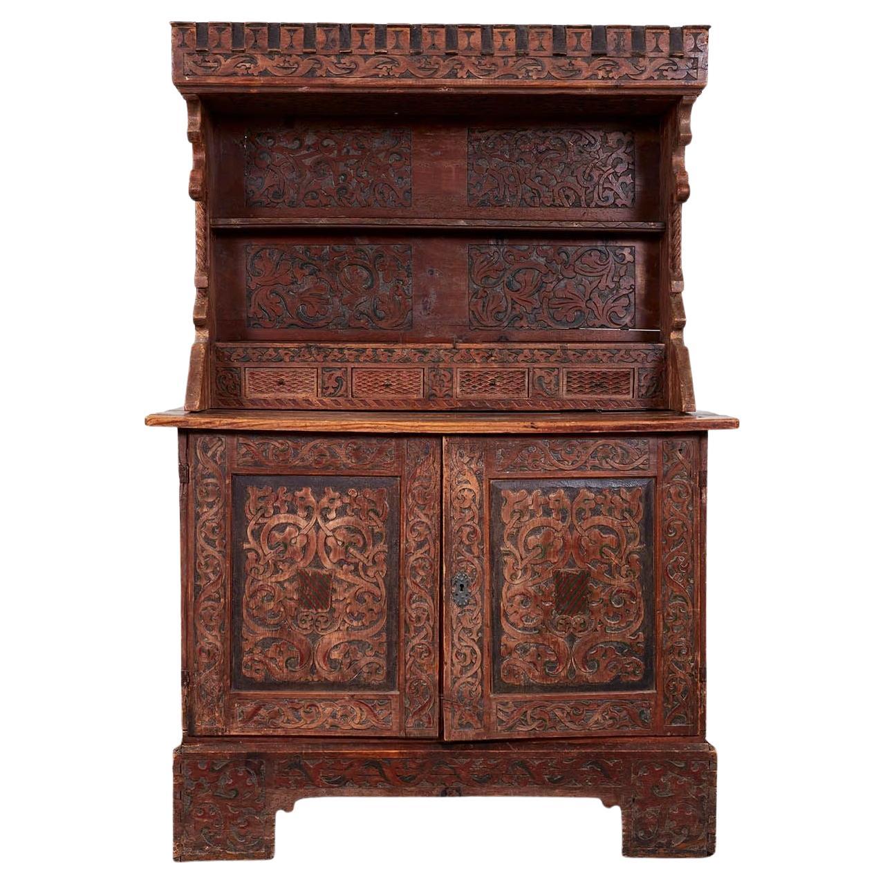 Rare Swiss Manorial Court Cupboard For Sale
