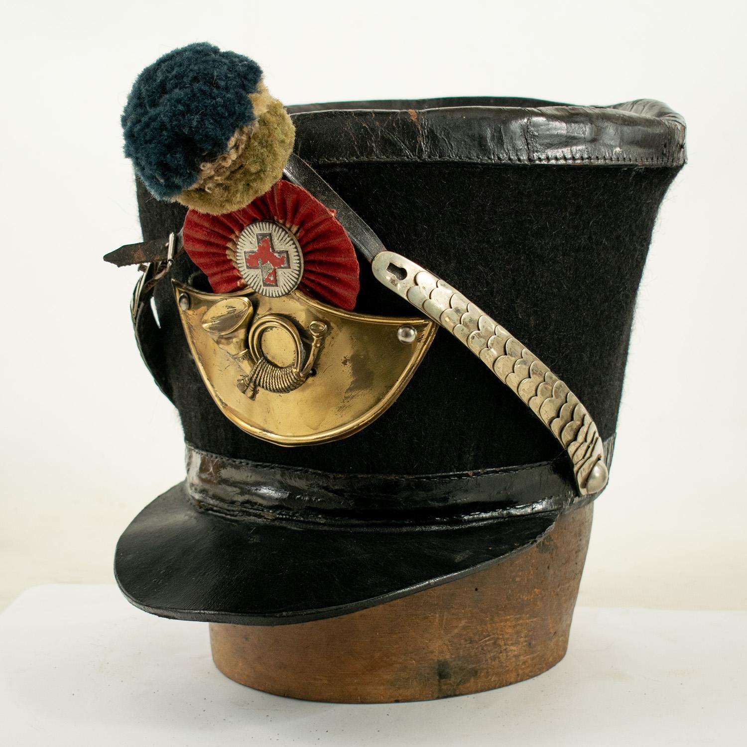 Swiss Rare SWISS MODEL 1830 BELL TOP SHAKO Helmet to Jaeger Regiment For Sale