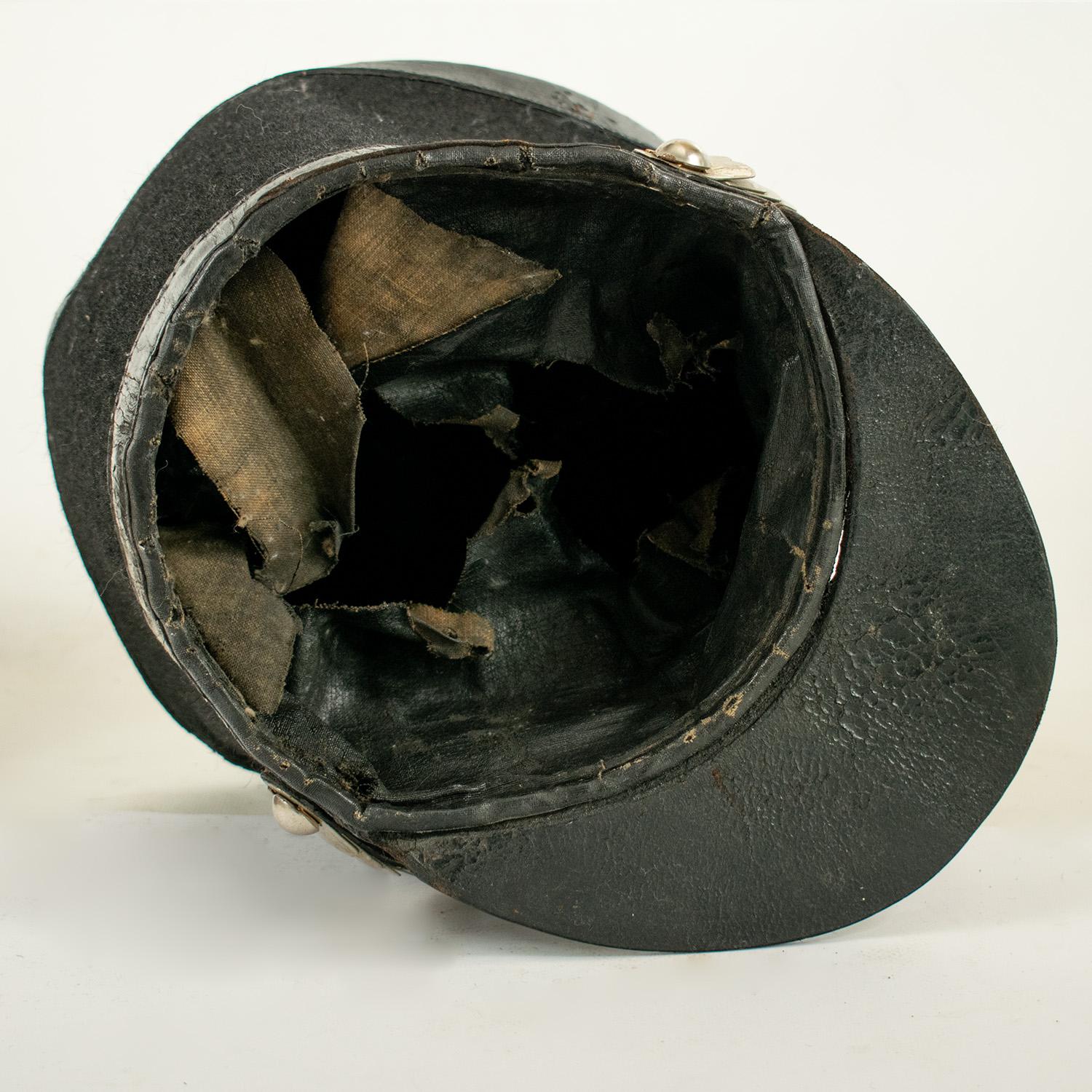 Leather Rare SWISS MODEL 1830 BELL TOP SHAKO Helmet to Jaeger Regiment For Sale