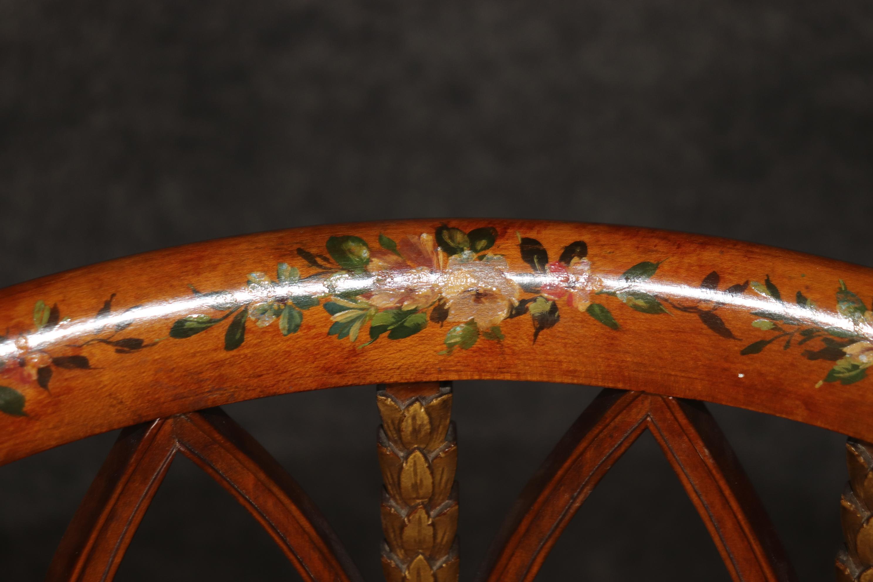 Rare Swiveling English Adams Satinwood Paint Decorated Ladies Vanity Stool For Sale 4