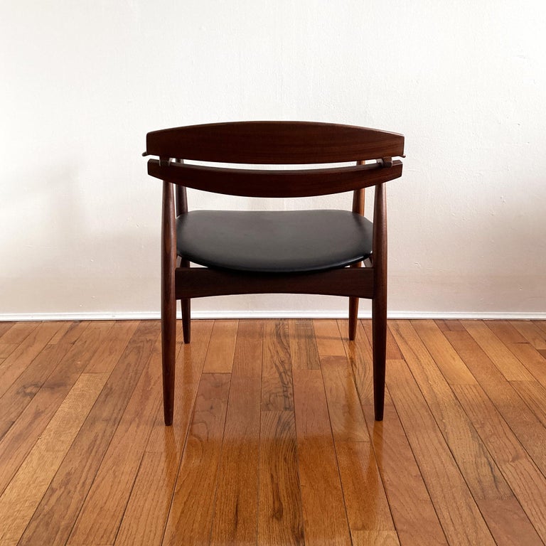Mid-20th Century Rare Sylvester & Matz Danish Teak Chair with Black Faux Leather Seat For Sale