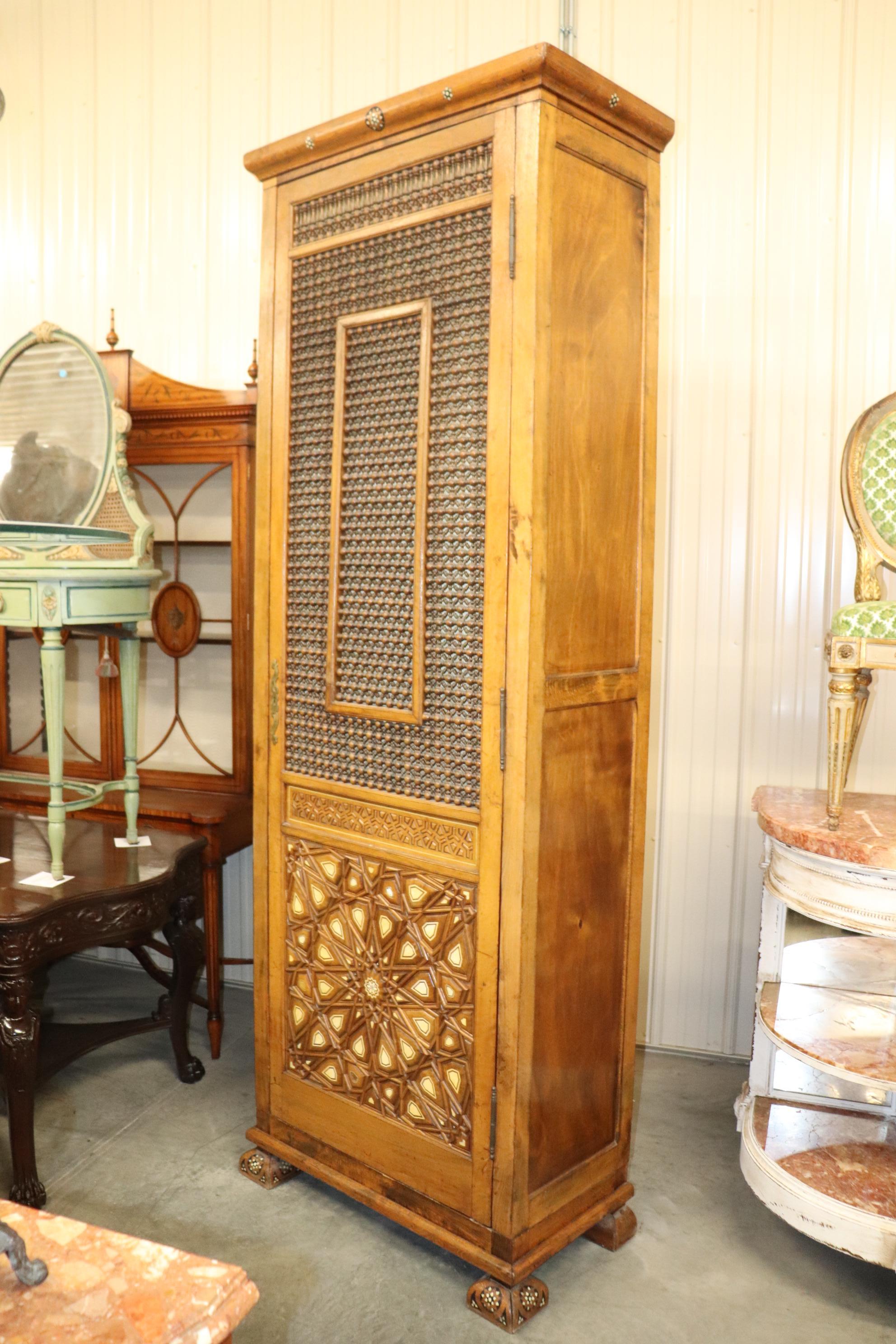 Rare Syrian Tall and Narrow Armoire with Fitted Interior circa 1900 11
