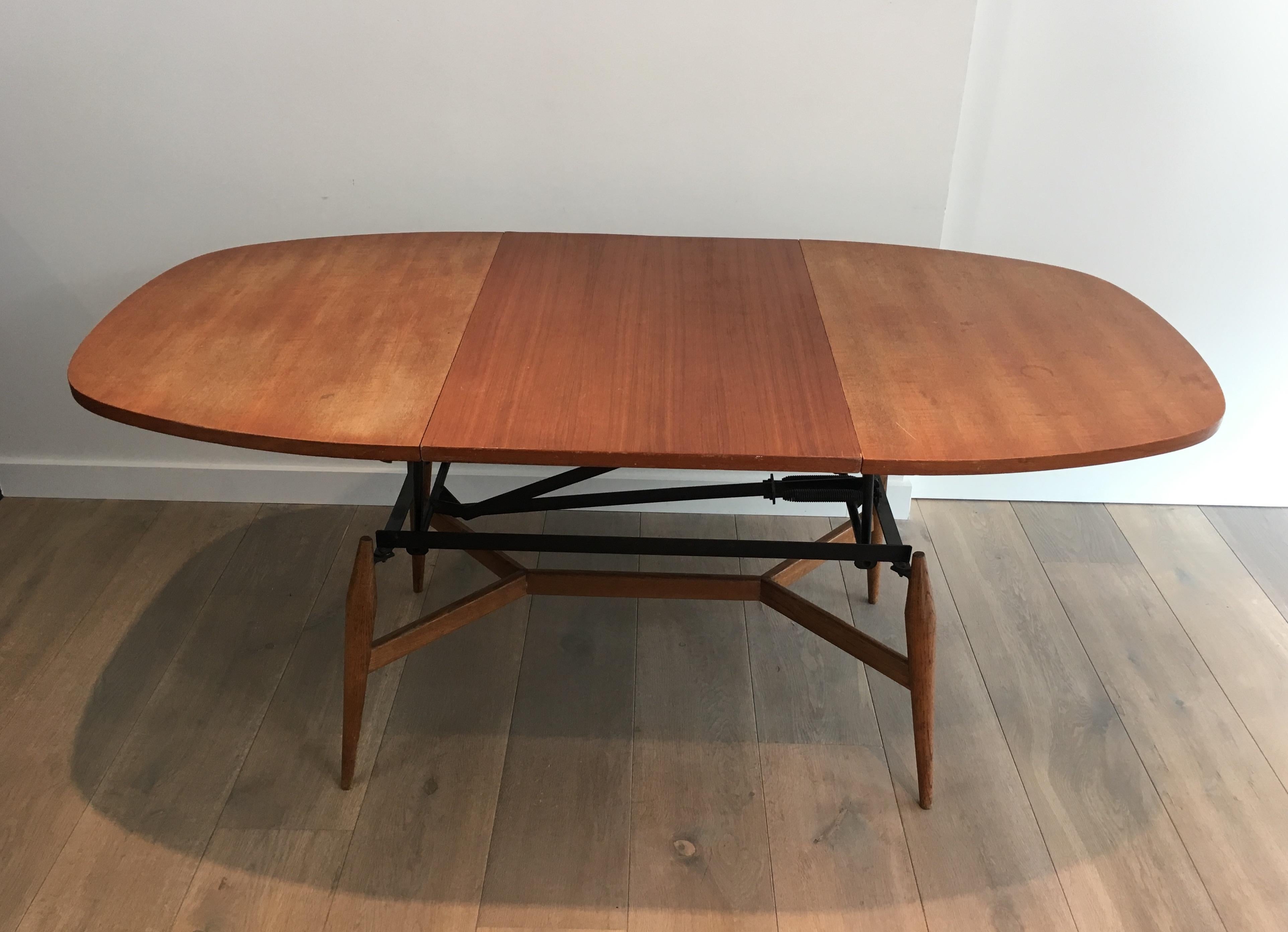 Rare System Coffee Table that can be changed into a 6 Persons Dinning Table In Good Condition In Marcq-en-Barœul, Hauts-de-France