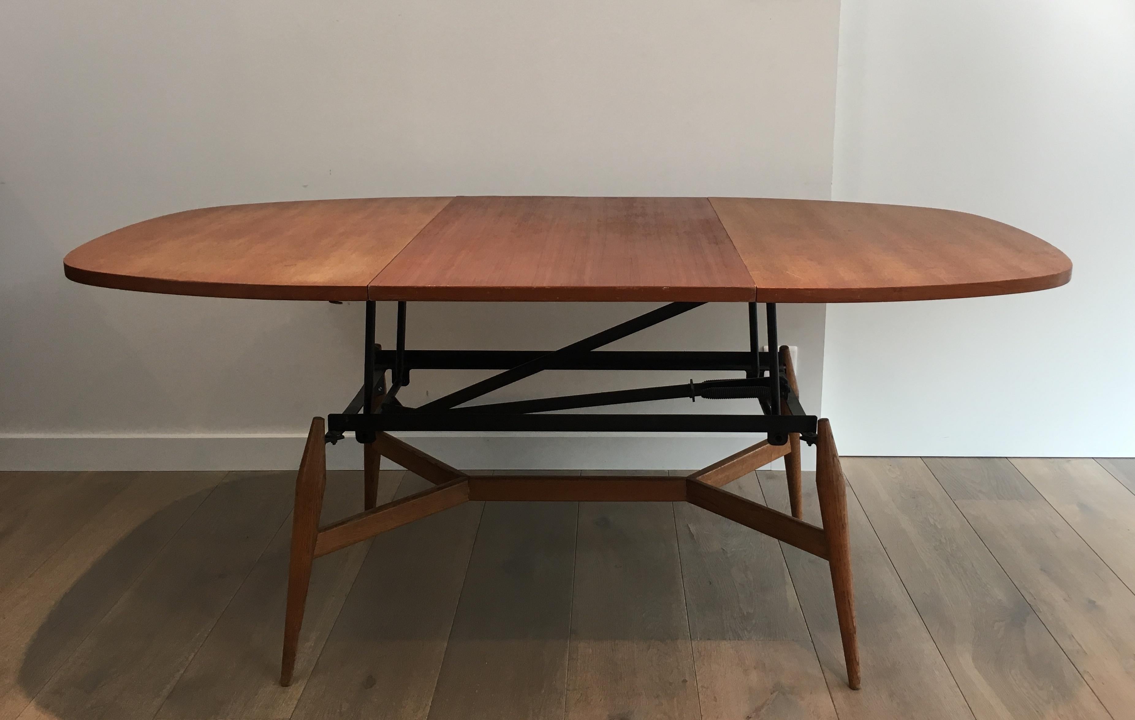 Mid-20th Century Rare System Coffee Table that can be changed into a 6 Persons Dinning Table