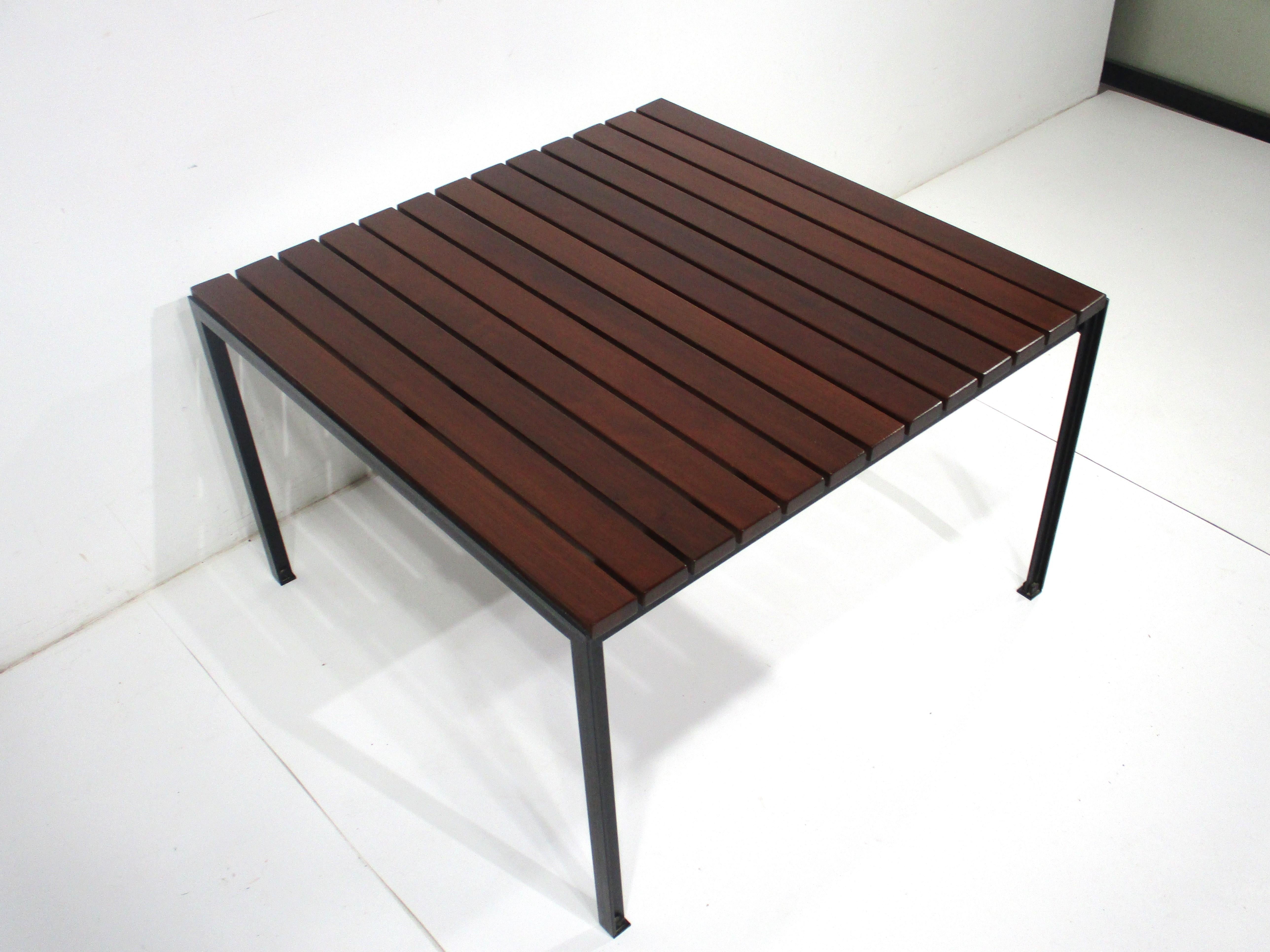 Mid-Century Modern Rare T Angle Slat Wood Coffee Table by Florence Knoll   For Sale