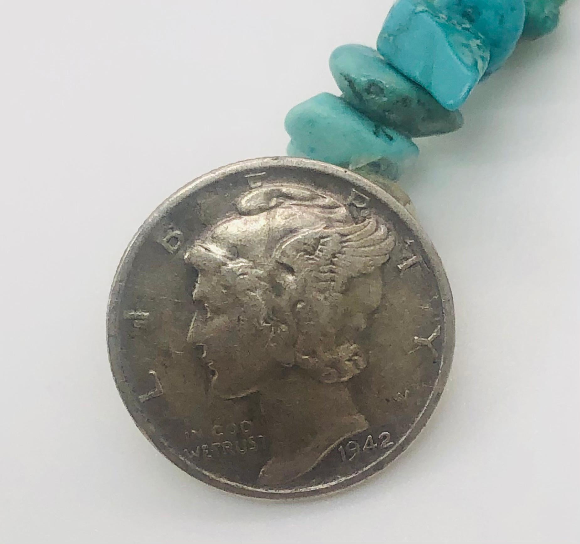 Rare T Foree Sterling Silver Cross Pendants & Navajo Turquoise Necklace 2