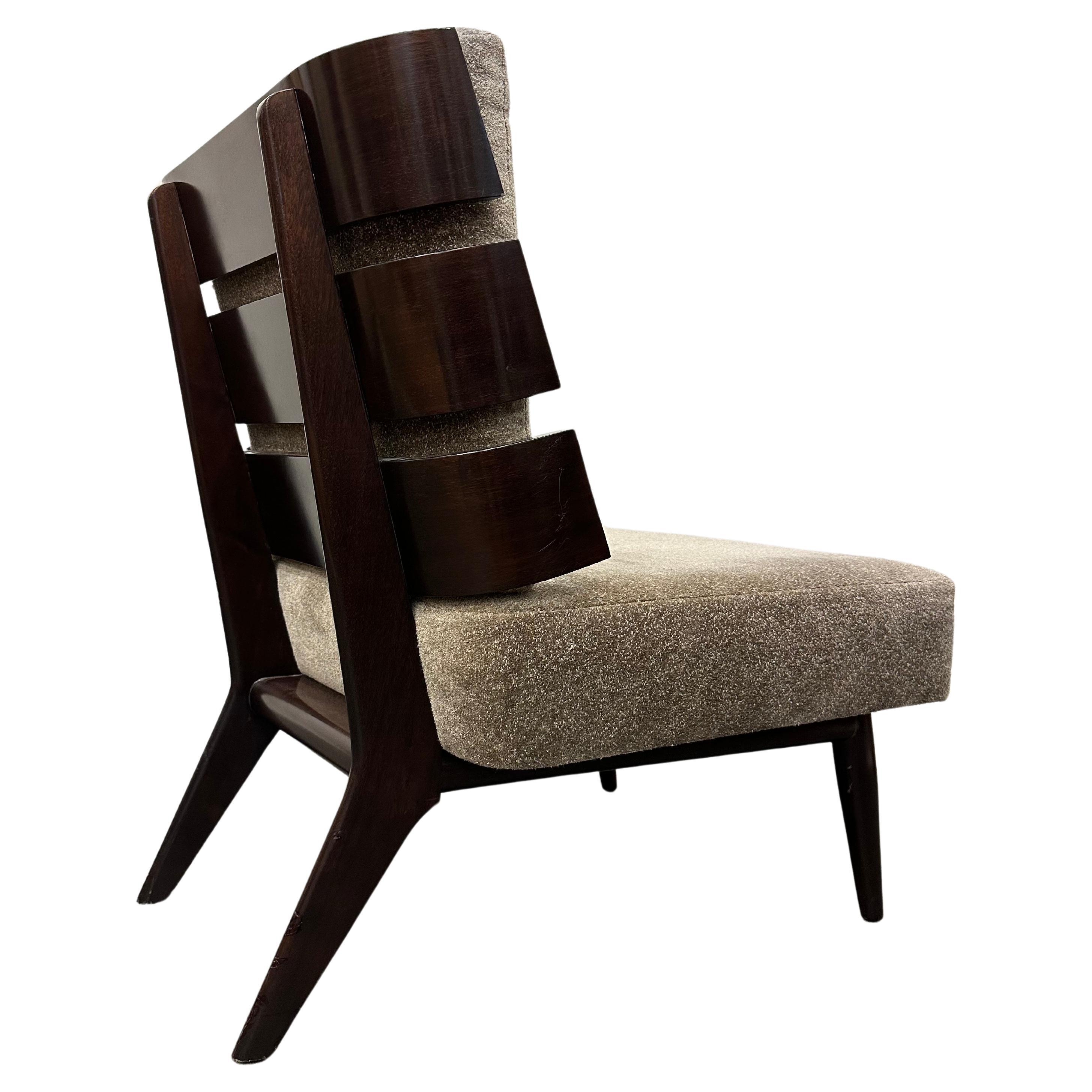 Rare T. H. Robsjohn-Gibbings Walnut Slat Back Chair For Sale